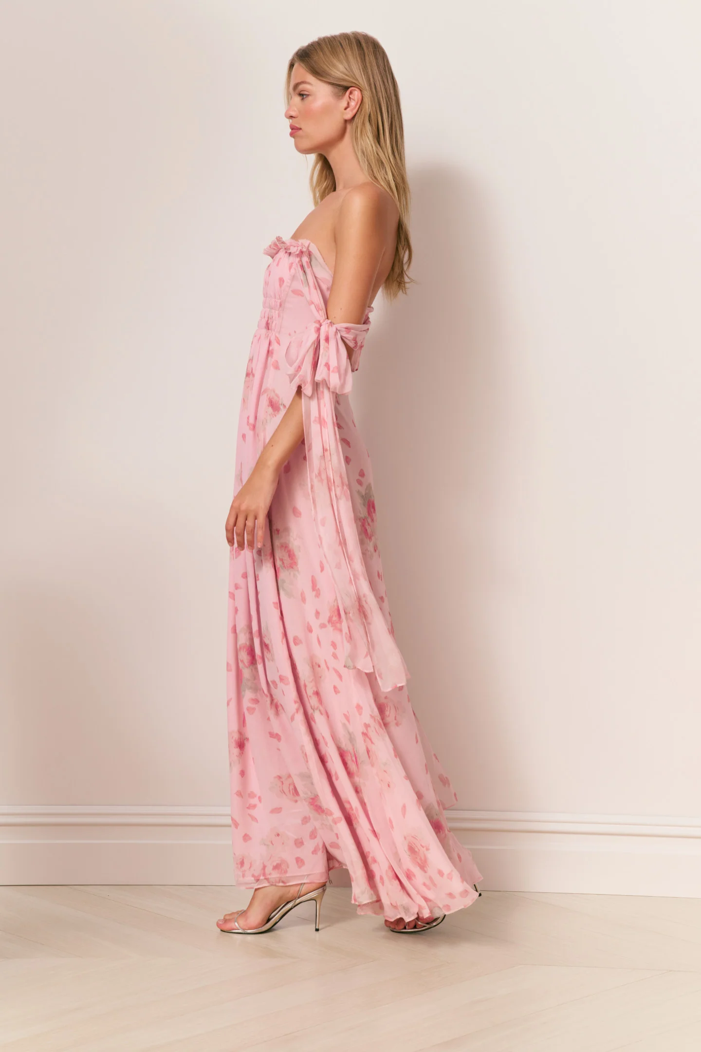 Marlana Floral Silk Chiffon Maxi Dress - Image 4