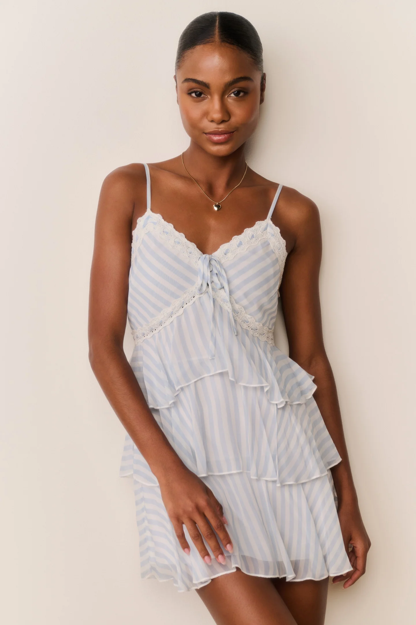 Marlia Striped Chiffon Mini Dress - Image 3