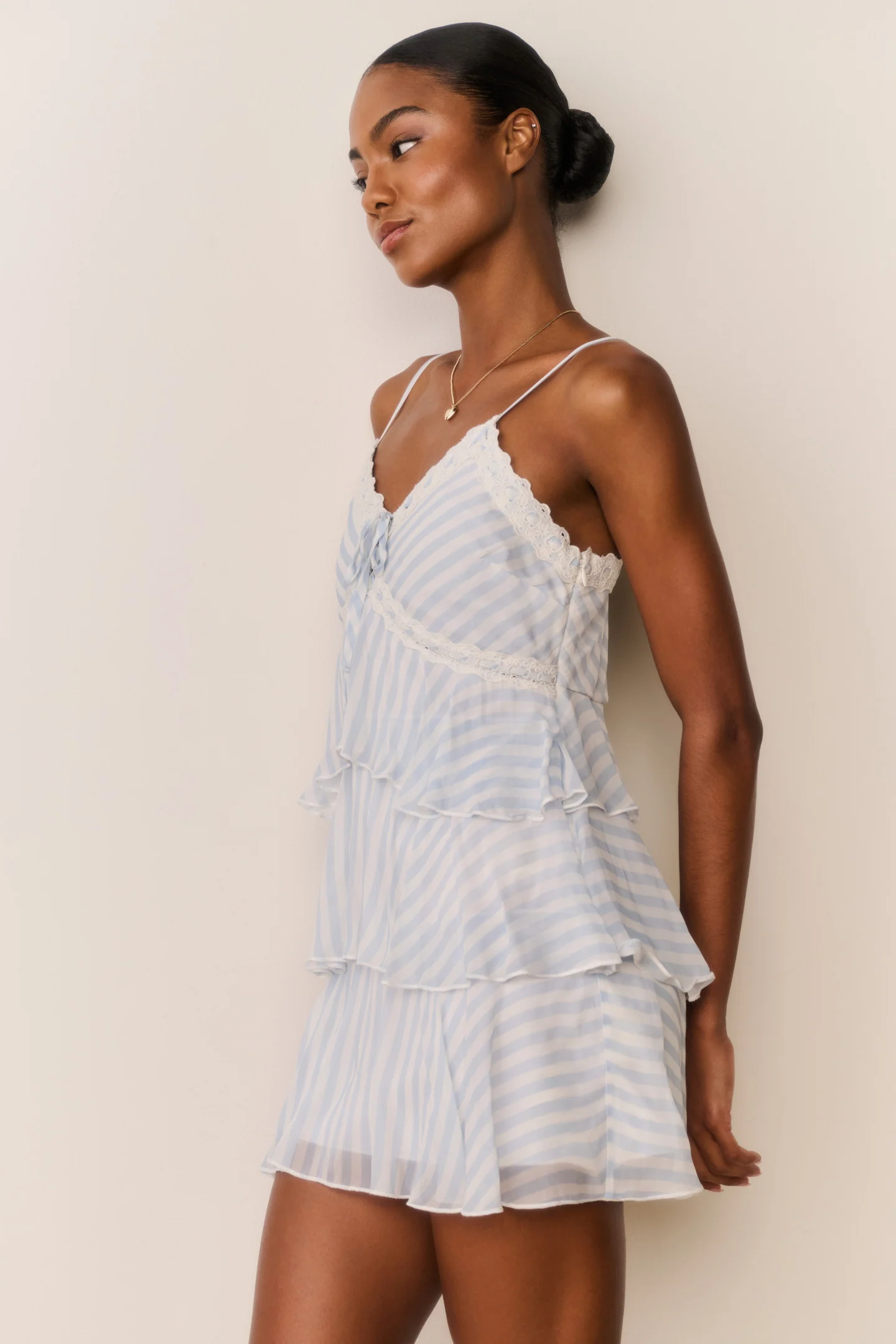 Marlia Striped Chiffon Mini Dress - Image 5