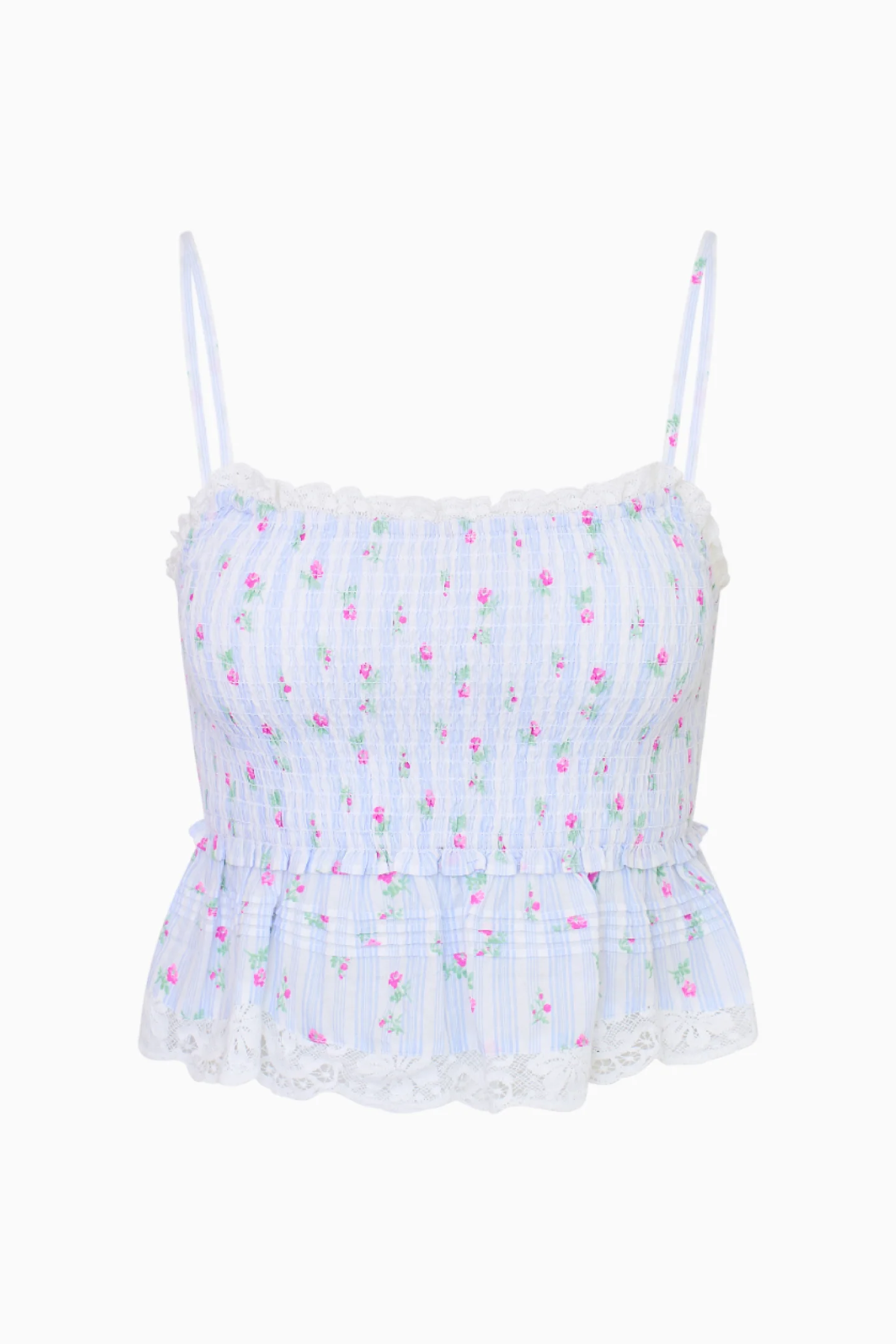 Marzenia Smocked Striped Floral Top - Image 5