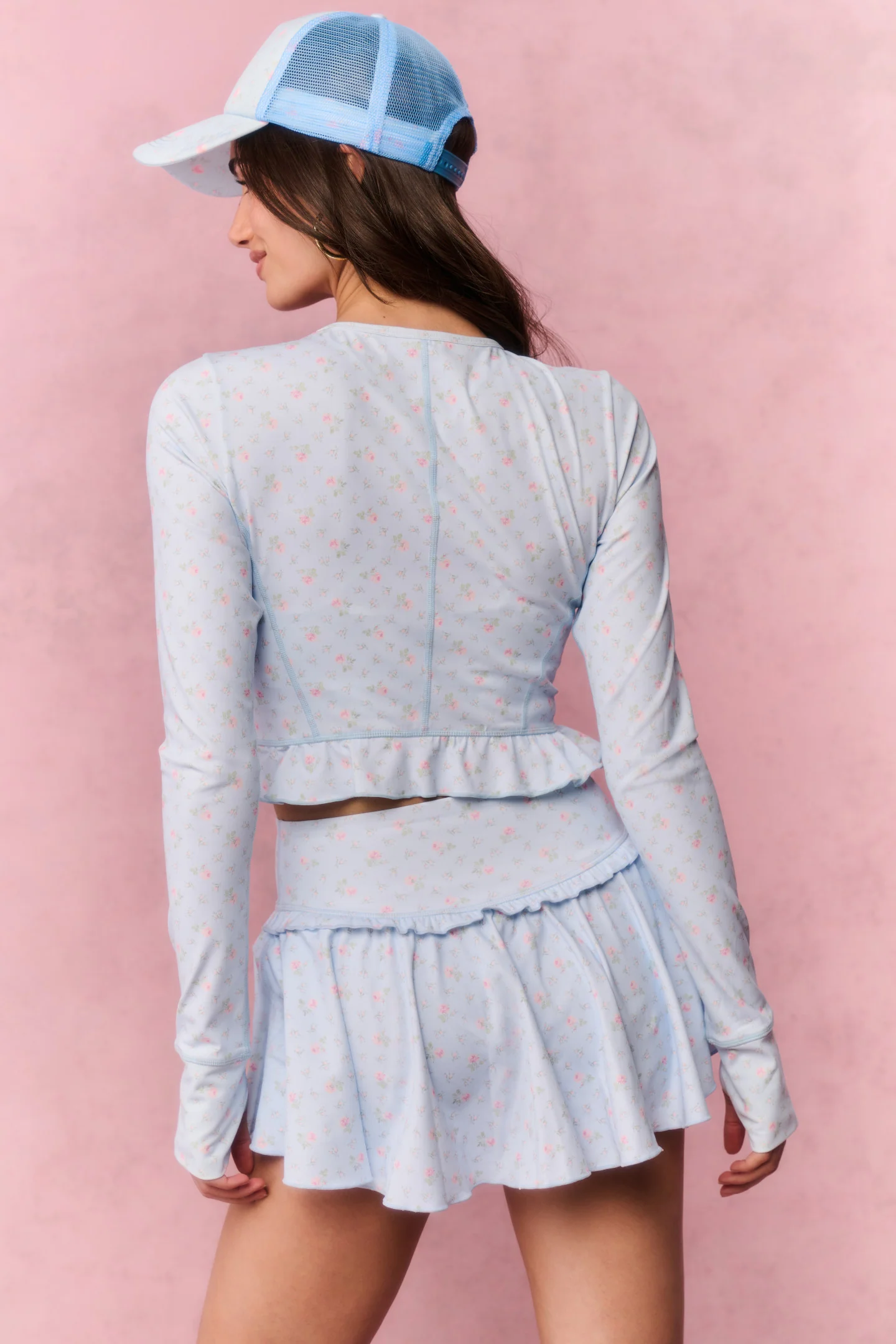 Medway Printed Zip-Up Active Top - CHAPPARAL BLUE - Image 4
