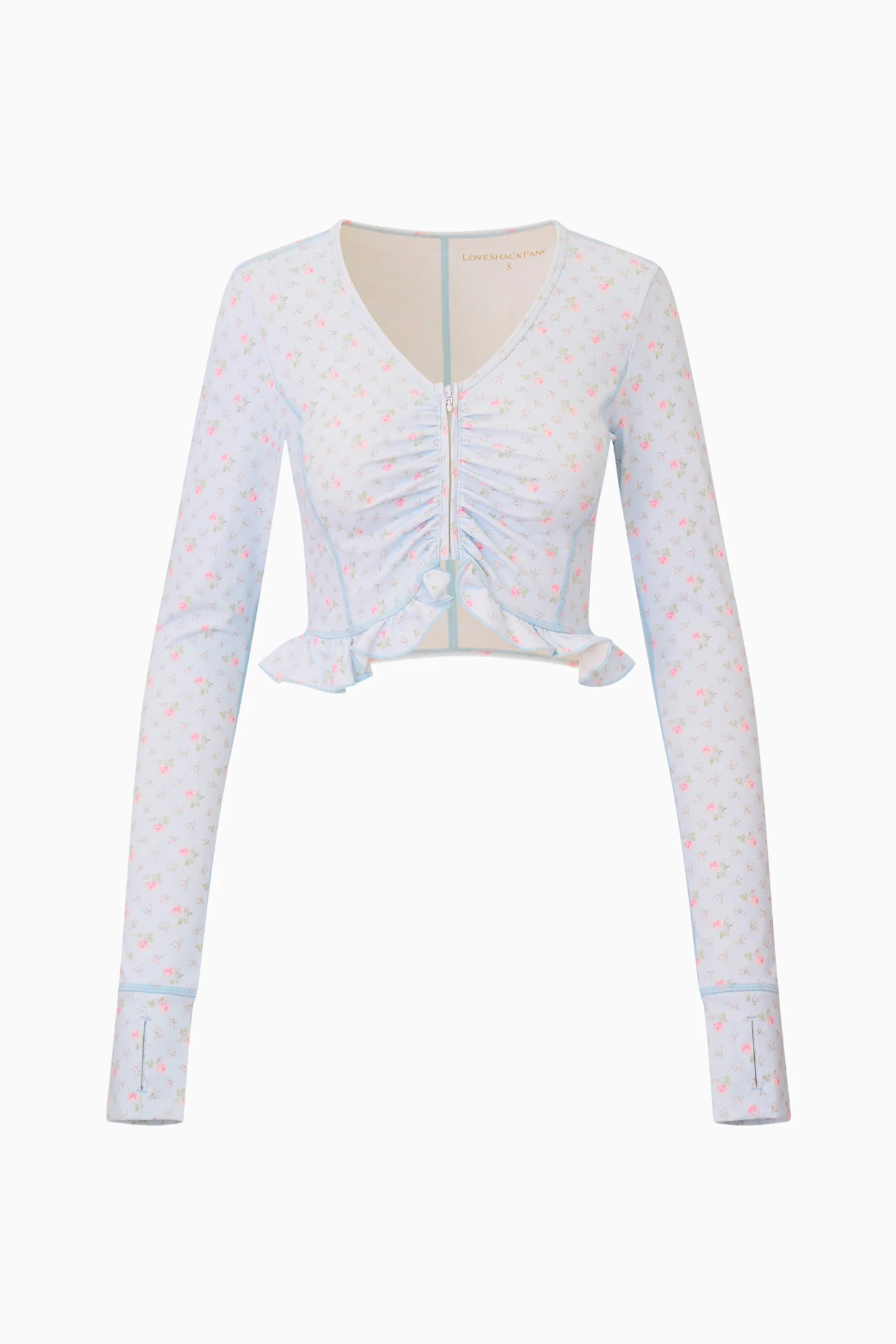 Medway Printed Zip-Up Active Top - CHAPPARAL BLUE - Image 5