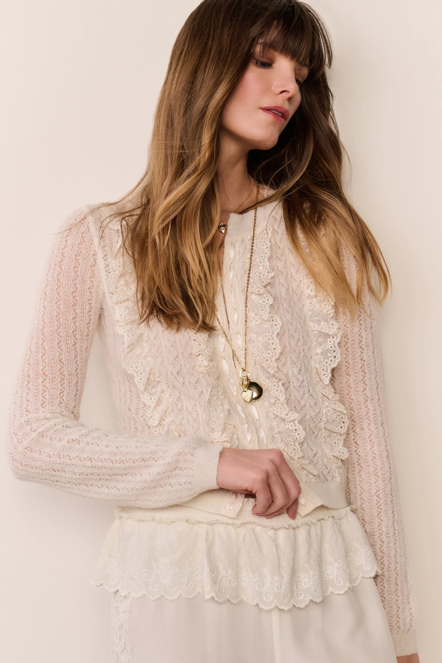 Melisse Eyelet Ruffle Cardigan - Image 3