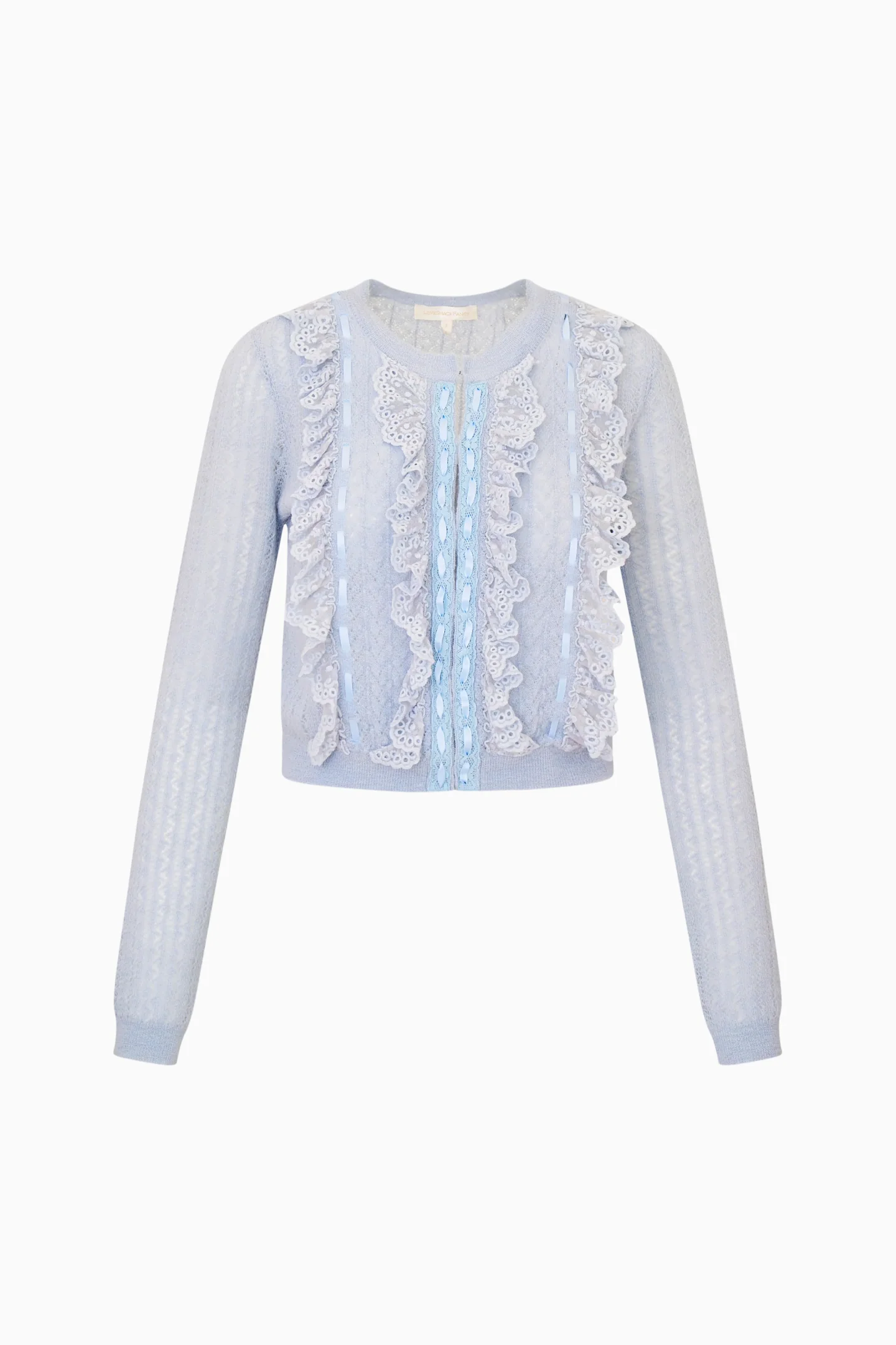 Melisse Eyelet Ruffle Cardigan - WISTFUL BLUE - Image 5