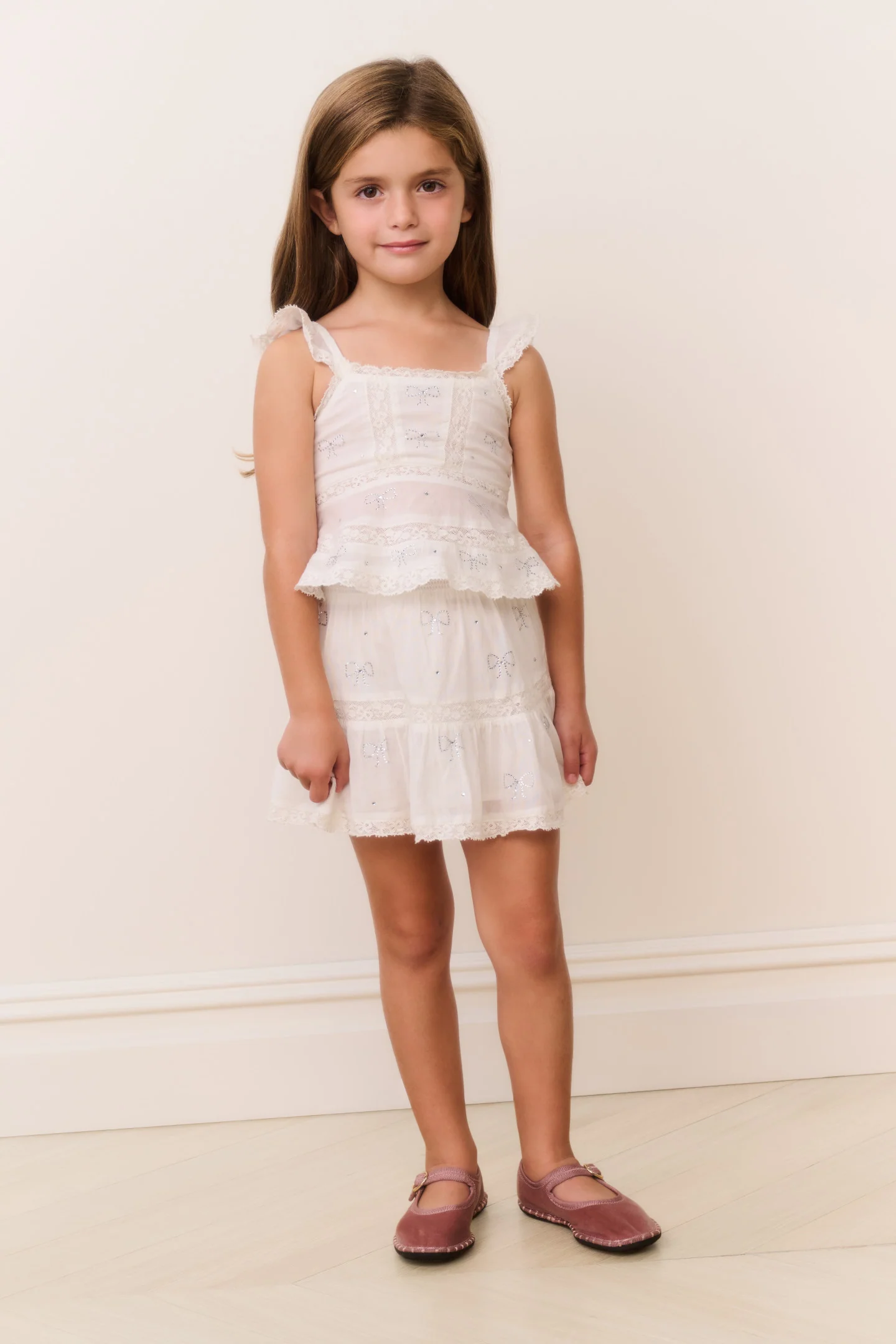 Little Girls Melsy Crystal Bow Cotton Top - Image 3