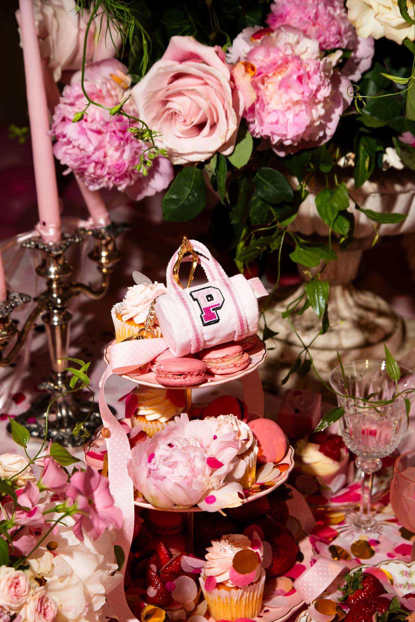 PINK x LoveShackFancy Pink Tulip Mini Duffle Keychain Charm - Image 2