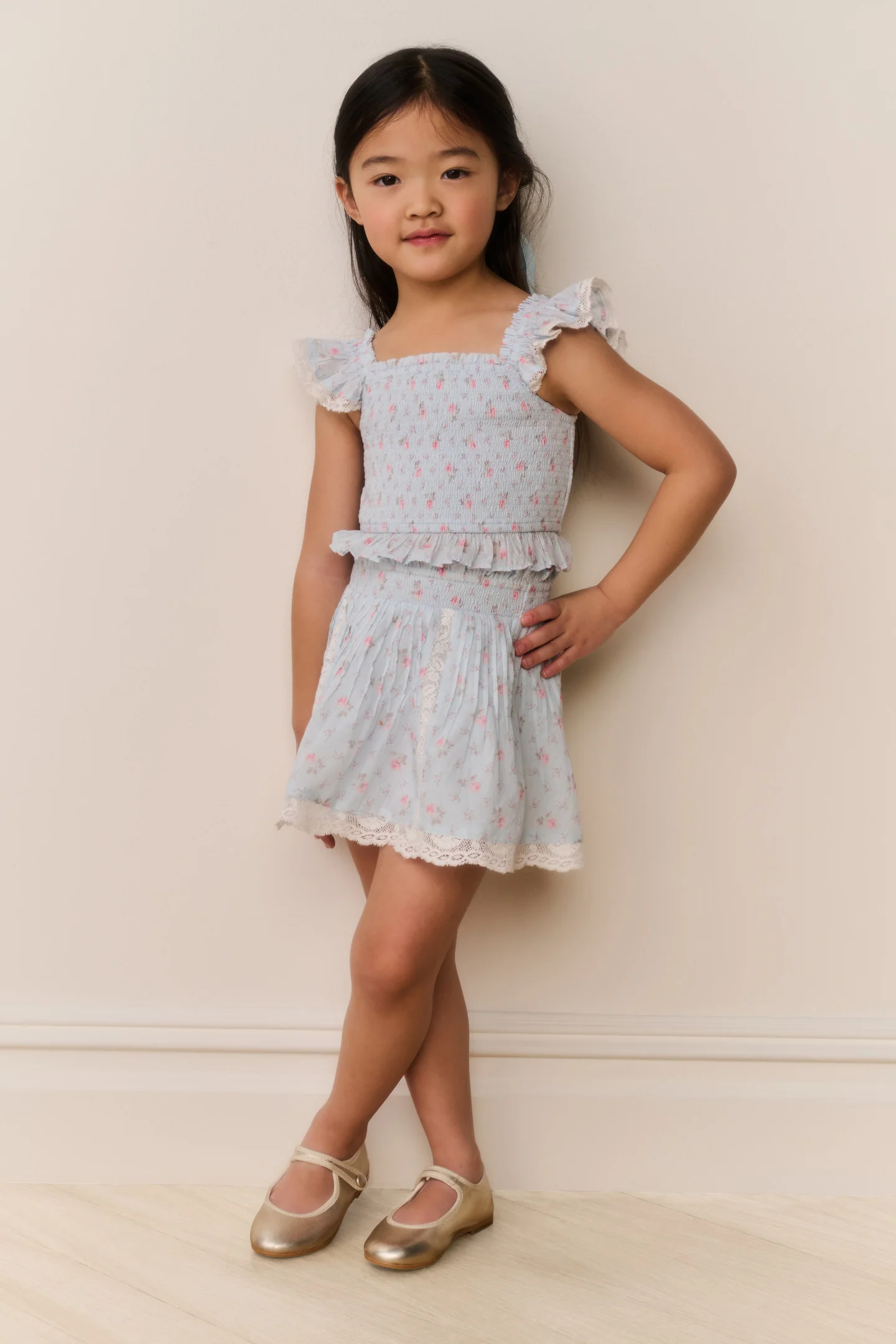 Little Girls Mini Solena Floral Cotton Skirt - Image 2