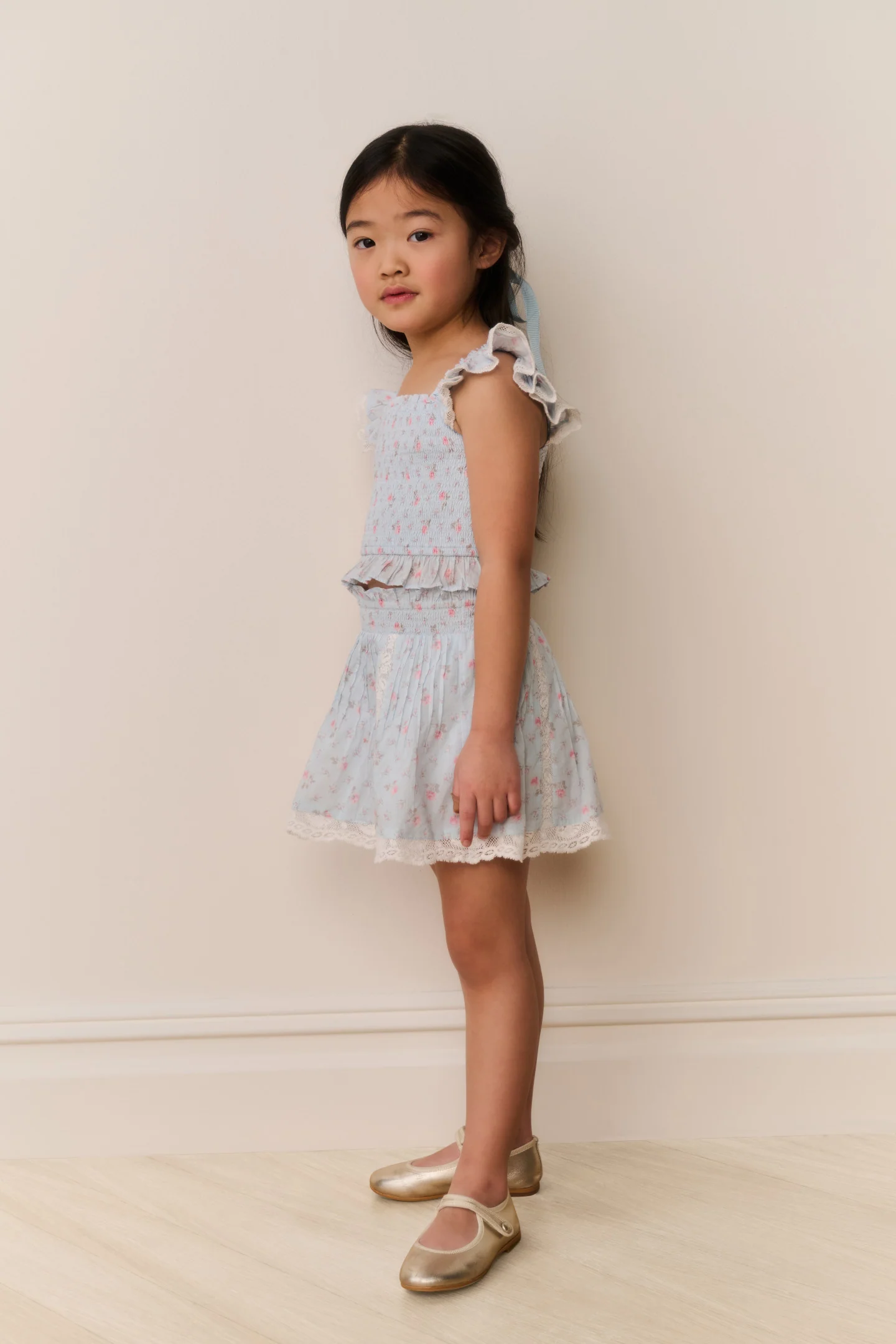 Little Girls Mini Solena Floral Cotton Skirt - Image 3
