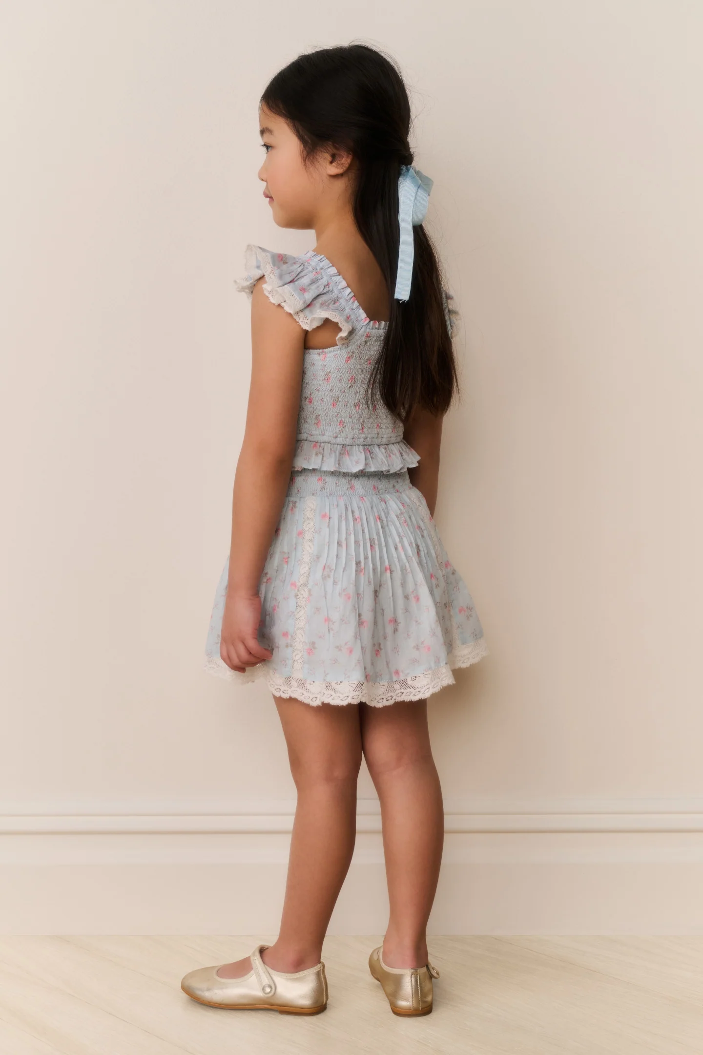 Little Girls Mini Solena Floral Cotton Skirt - Image 4