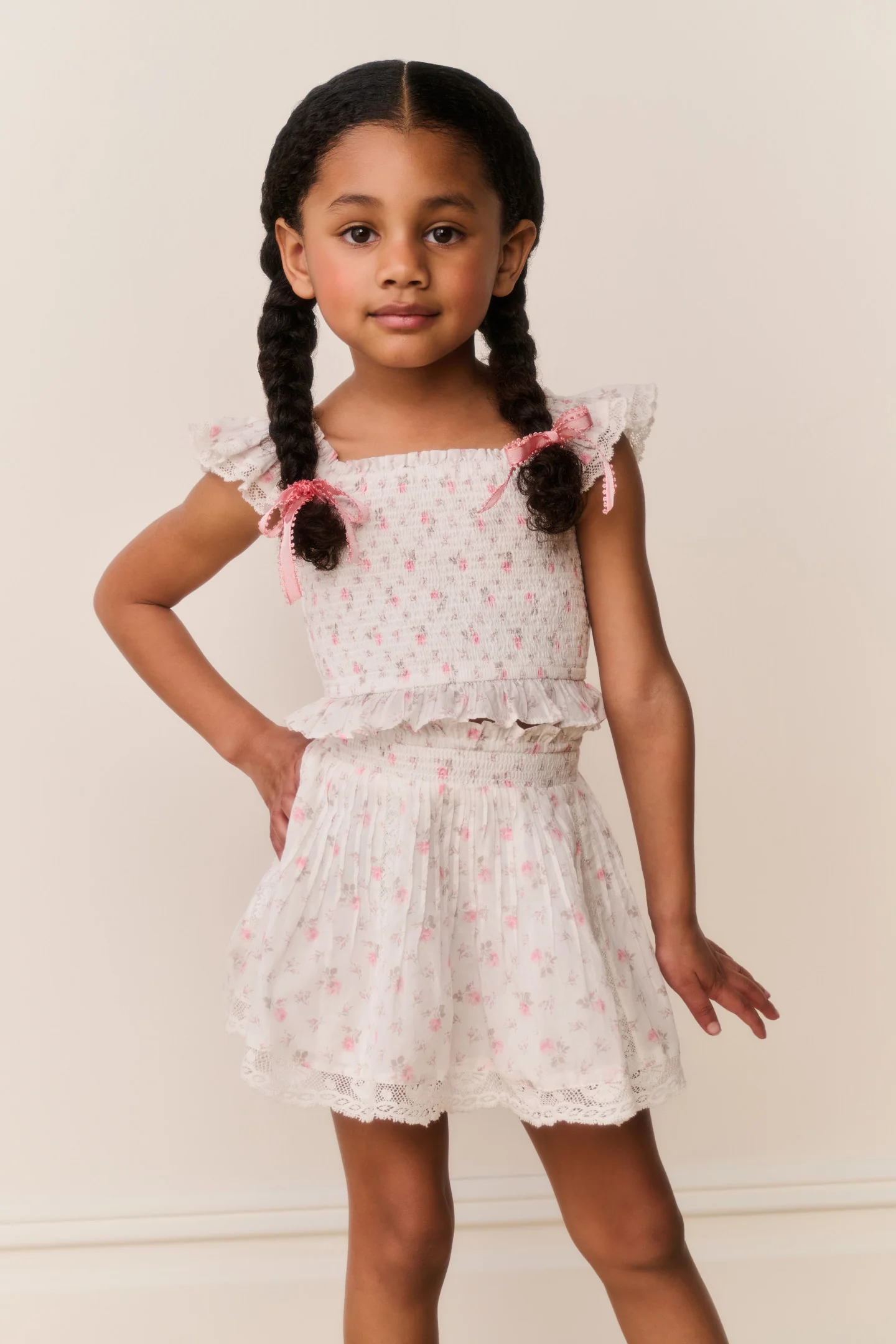 Little Girls Mini Solena Floral Cotton Skirt - Image 8