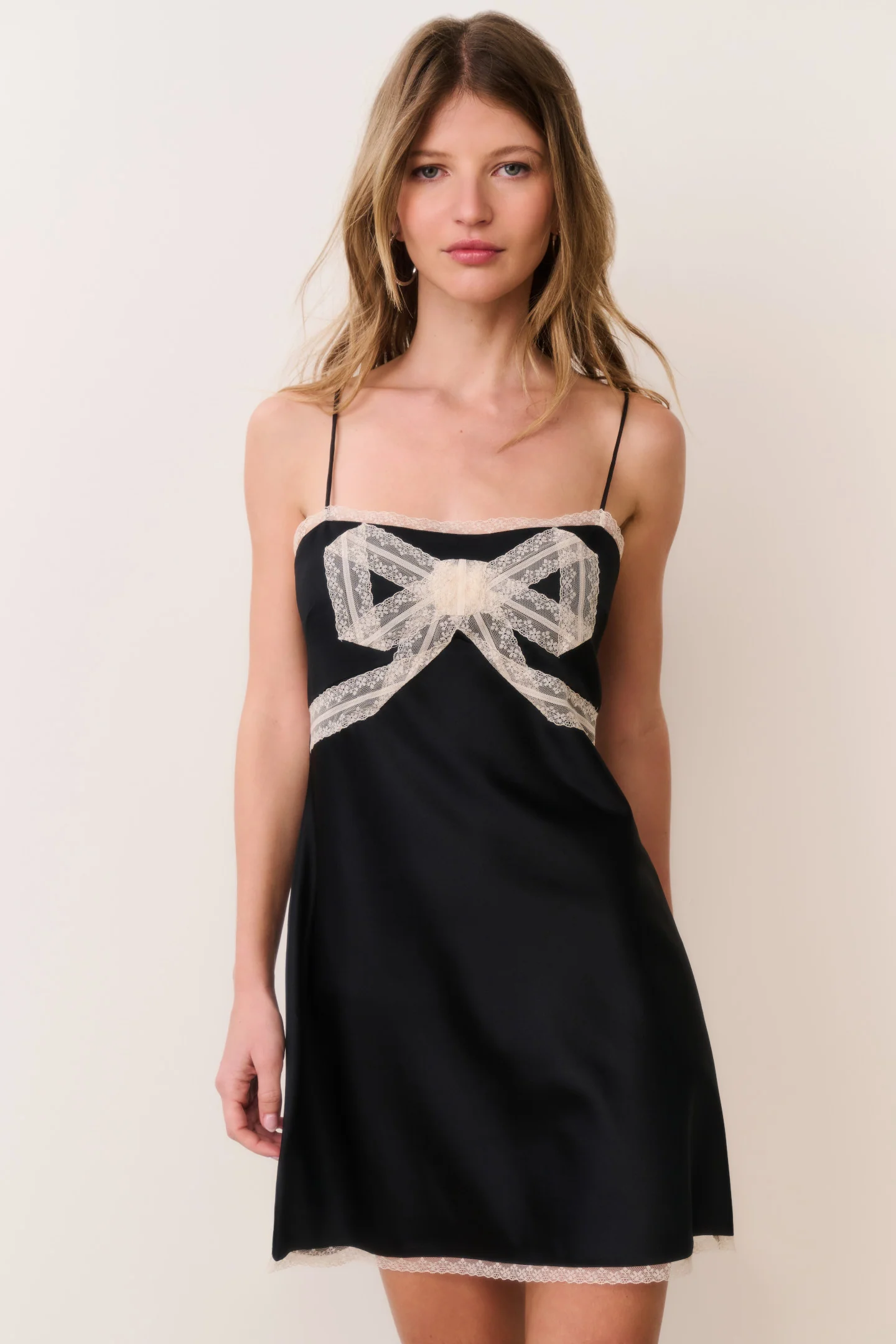 Mirelis Lace Bow Crepe Mini Dress - Image 3