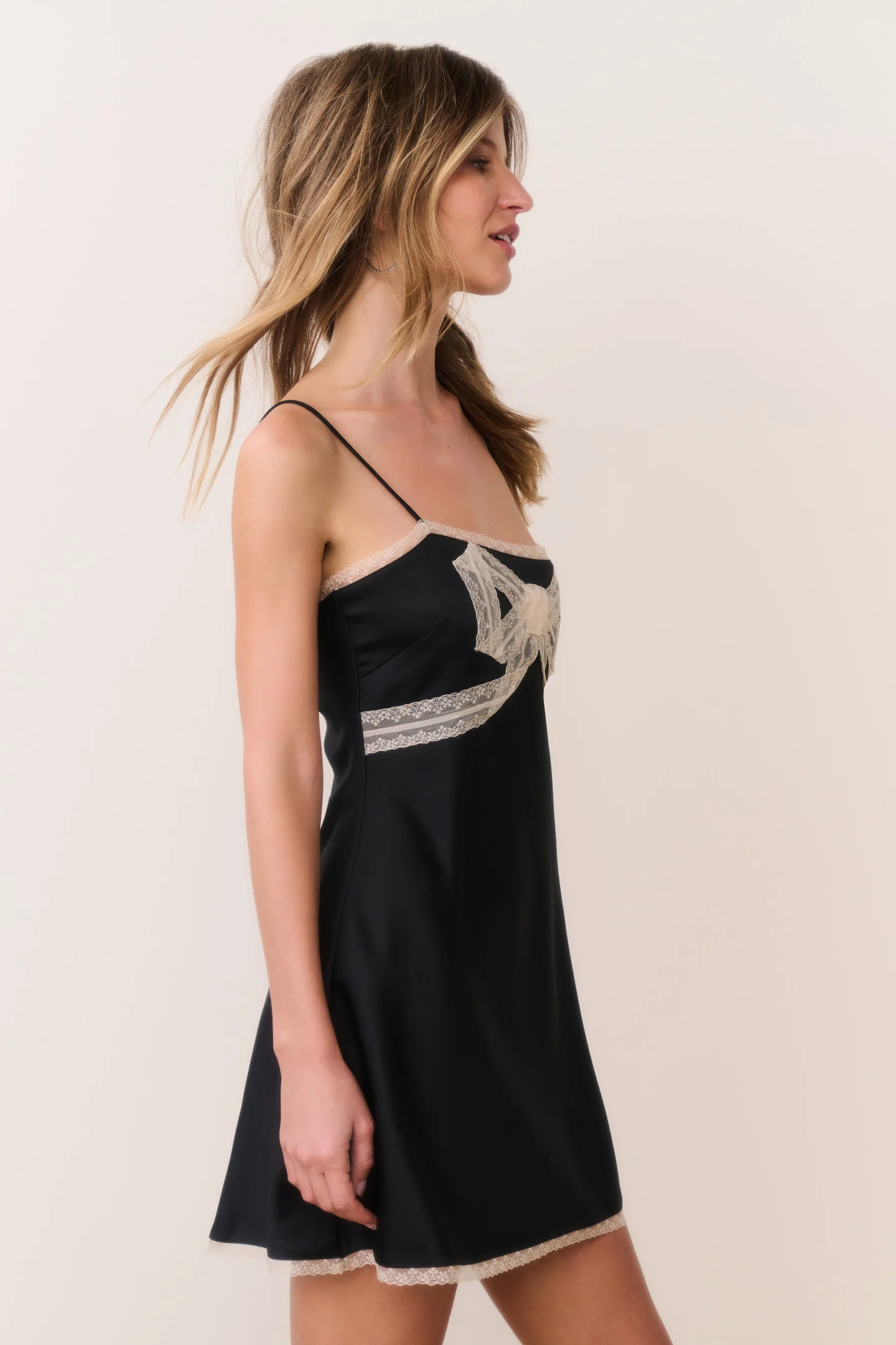 Mirelis Lace Bow Crepe Mini Dress - Image 6