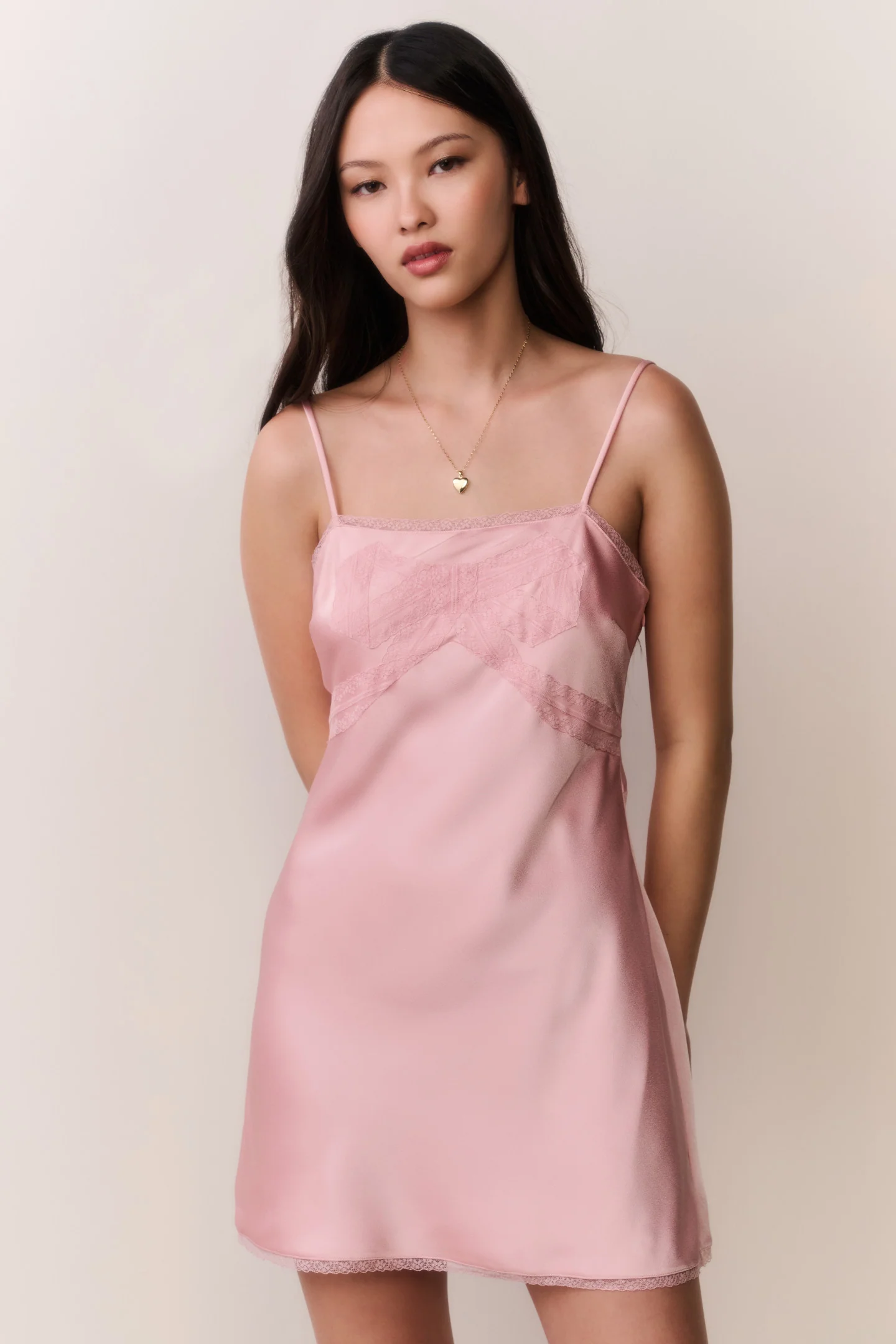 Mirelis Lace Bow Crepe Mini Dress - Image 11