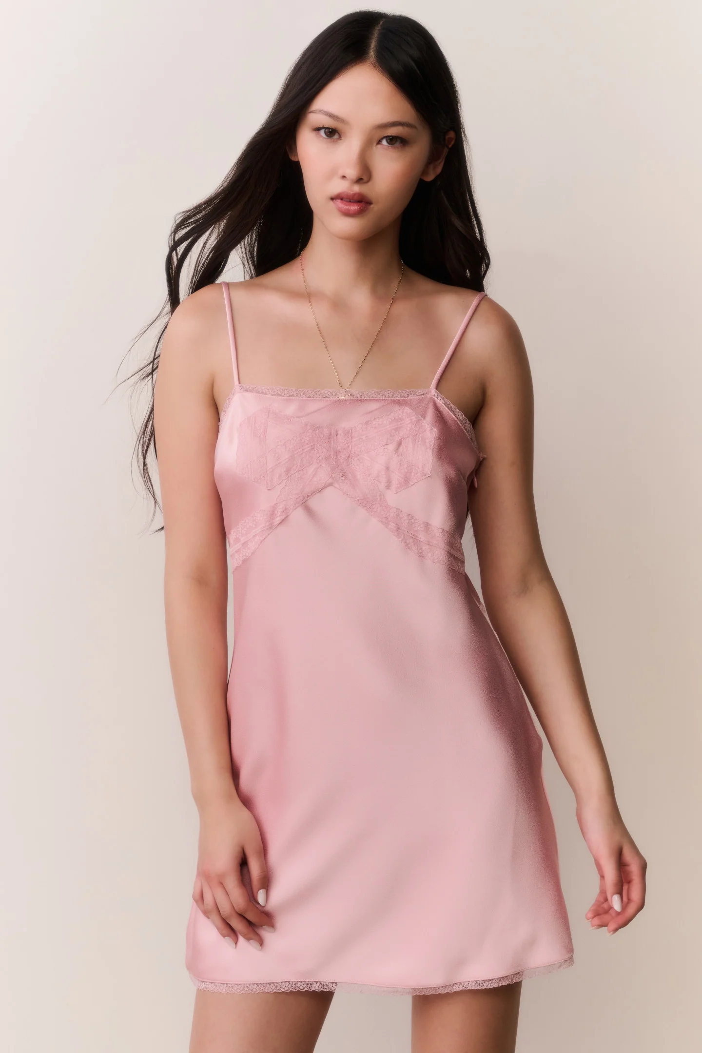Mirelis Lace Bow Crepe Mini Dress - Image 9
