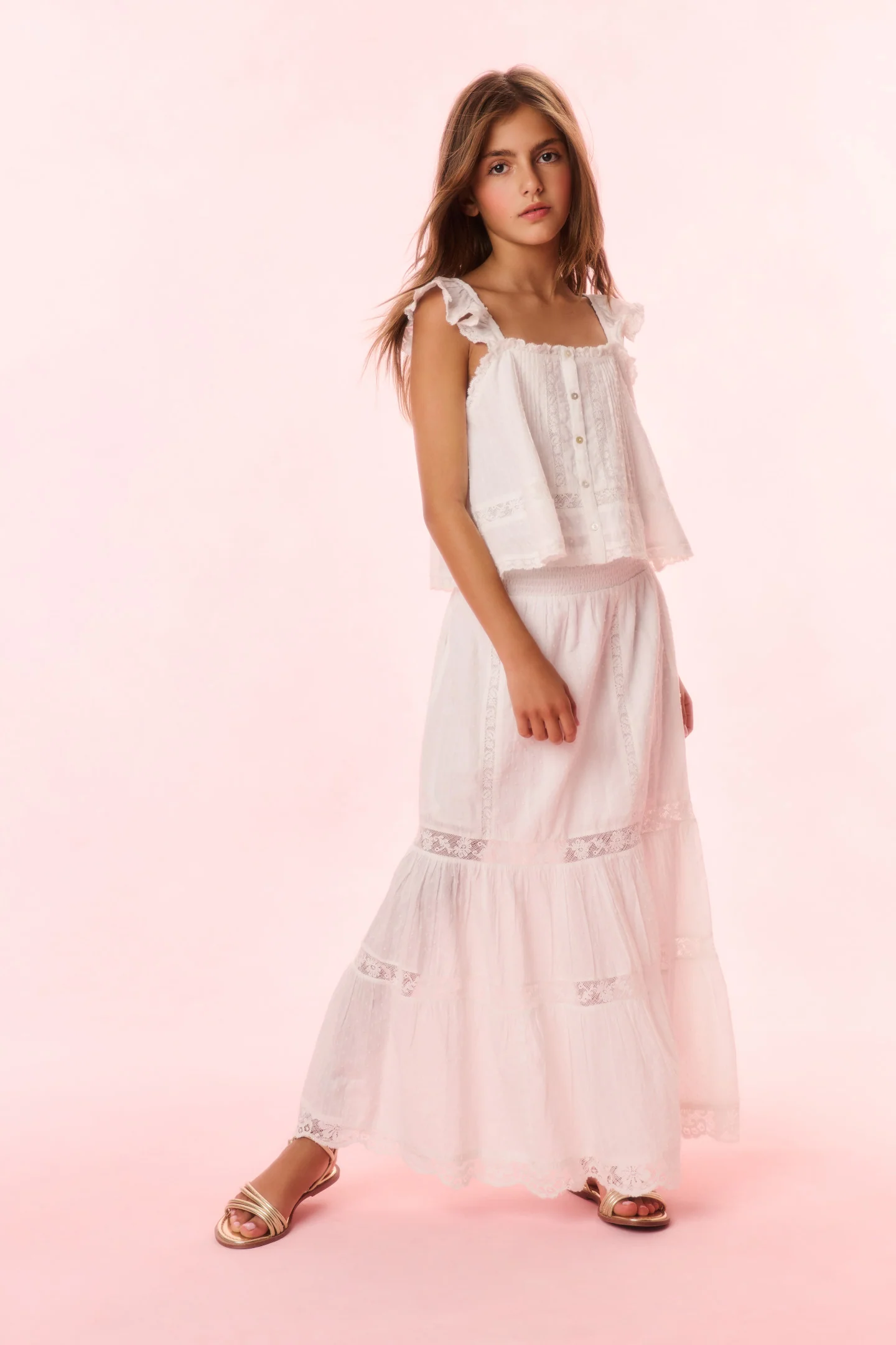 Girls Norabel Cotton Lace-Trimmed Top - Image 2
