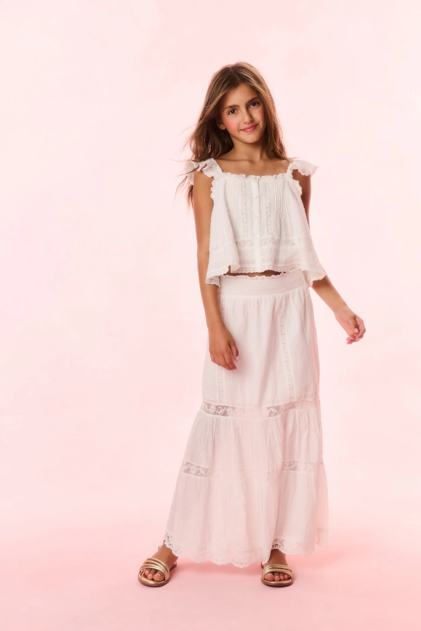 Girls Norabel Cotton Lace-Trimmed Top - Image 3