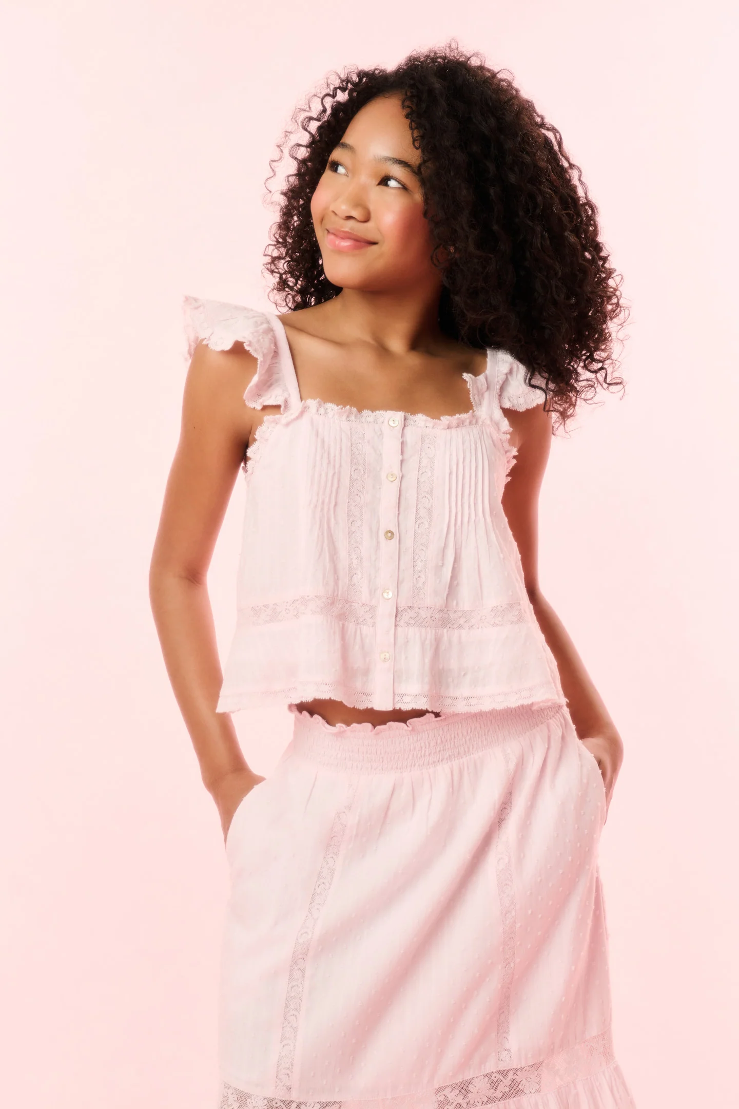 Girls Norabel Cotton Lace-Trimmed Top - Image 5