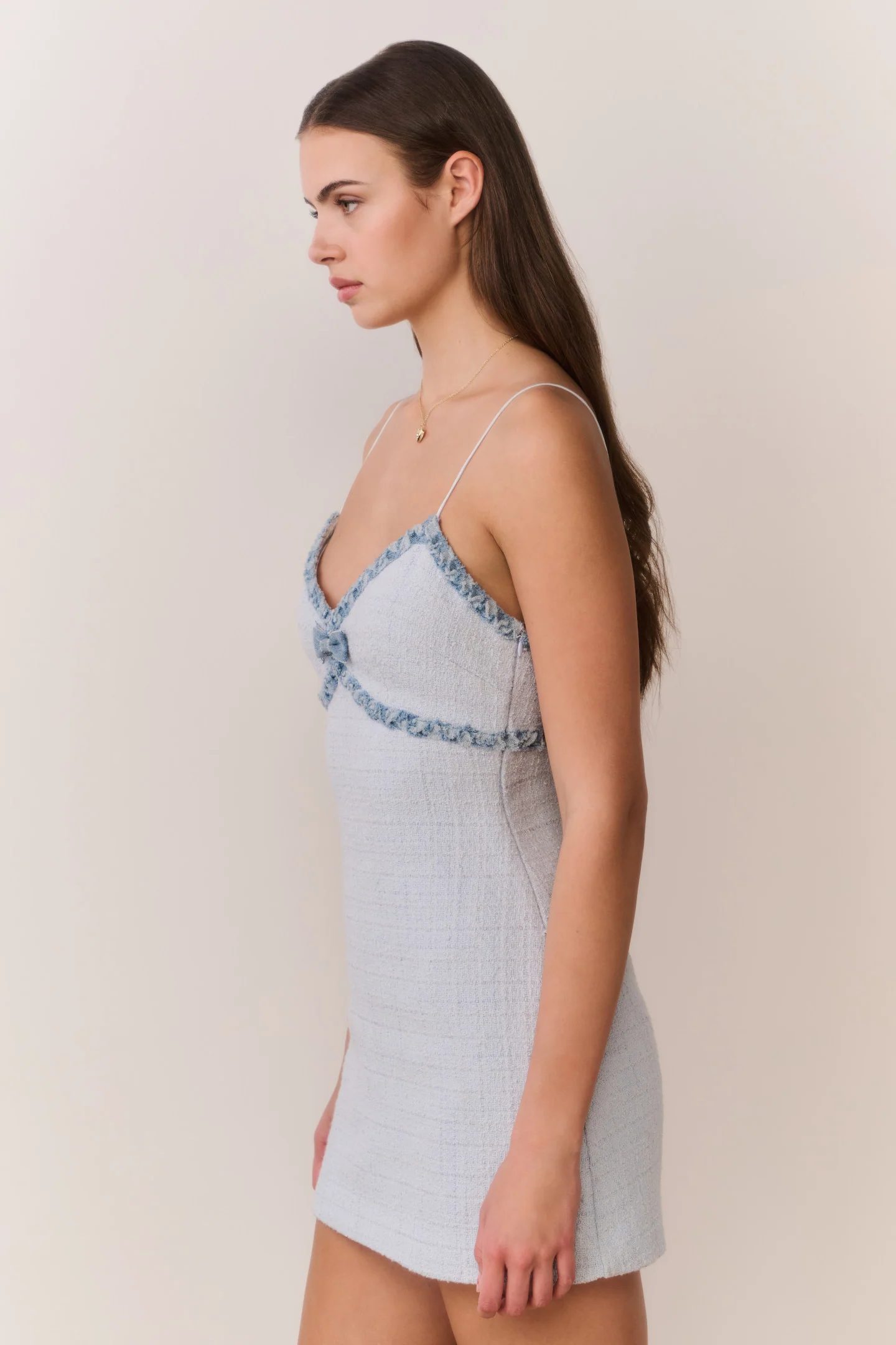 Novara Denim-Trimmed Tweed Mini Dress - Image 2