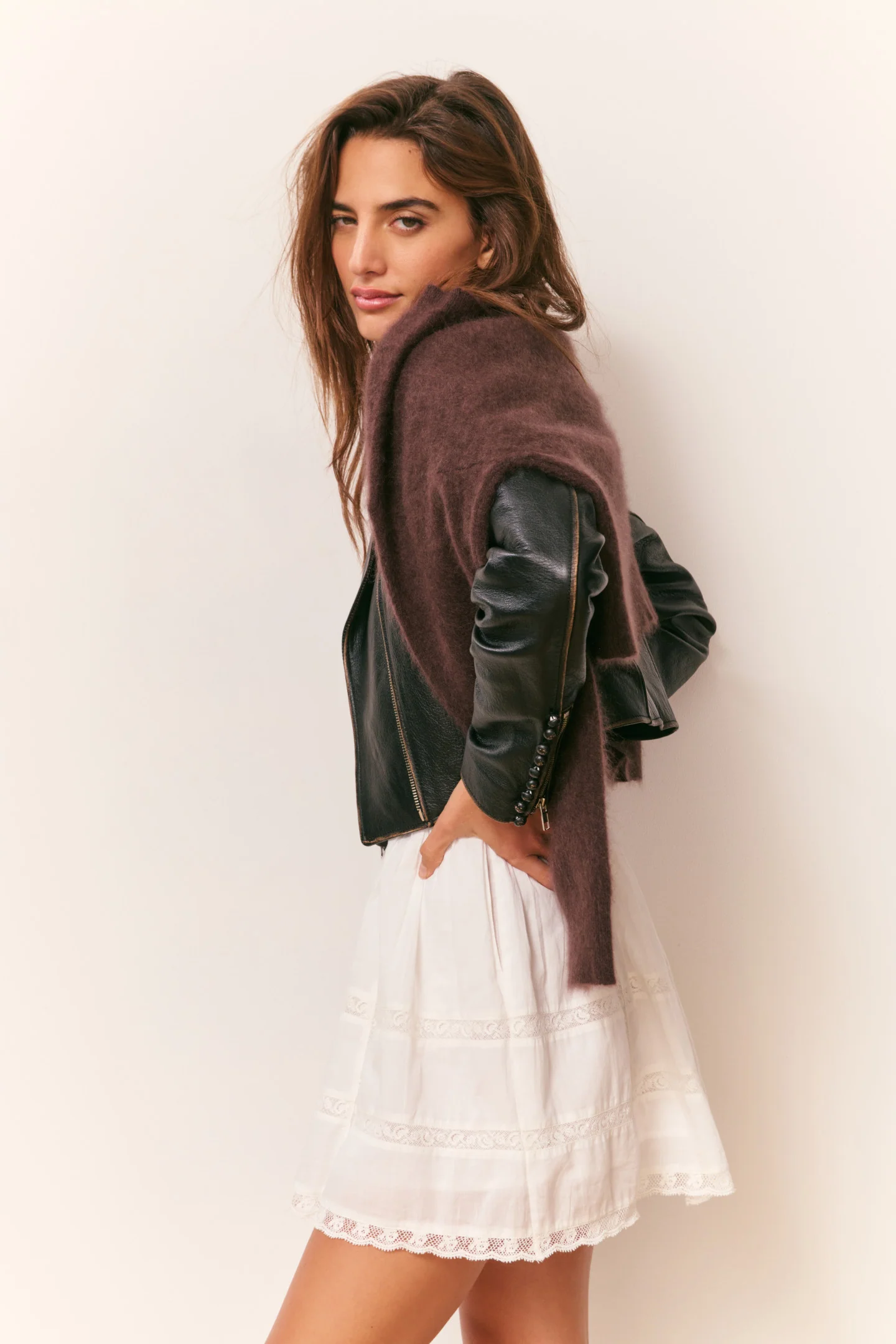 Nyssara Distressed Leather Jacket - Image 4