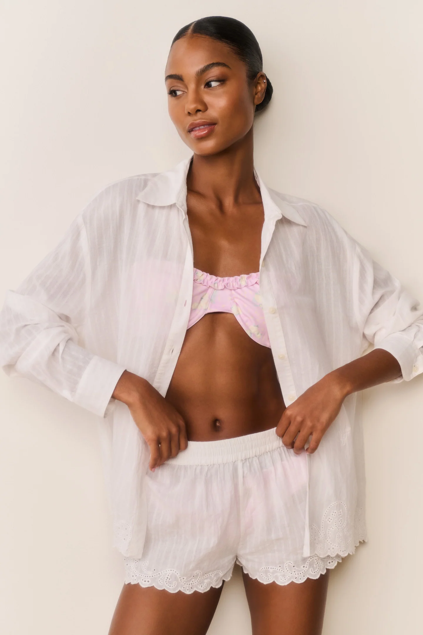 Ocean Embroidered Cotton Cover-Up Shorts - Image 4