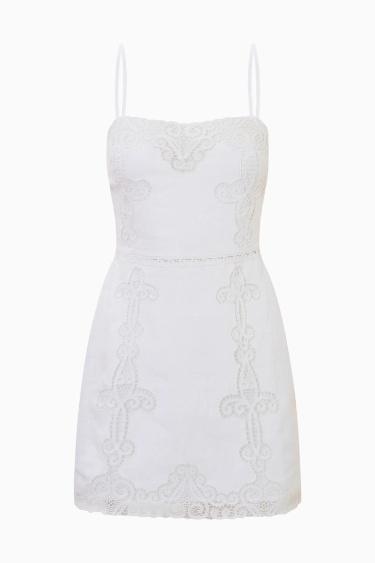 Olivine Linen Crochet Lace Mini Dress - Image 6