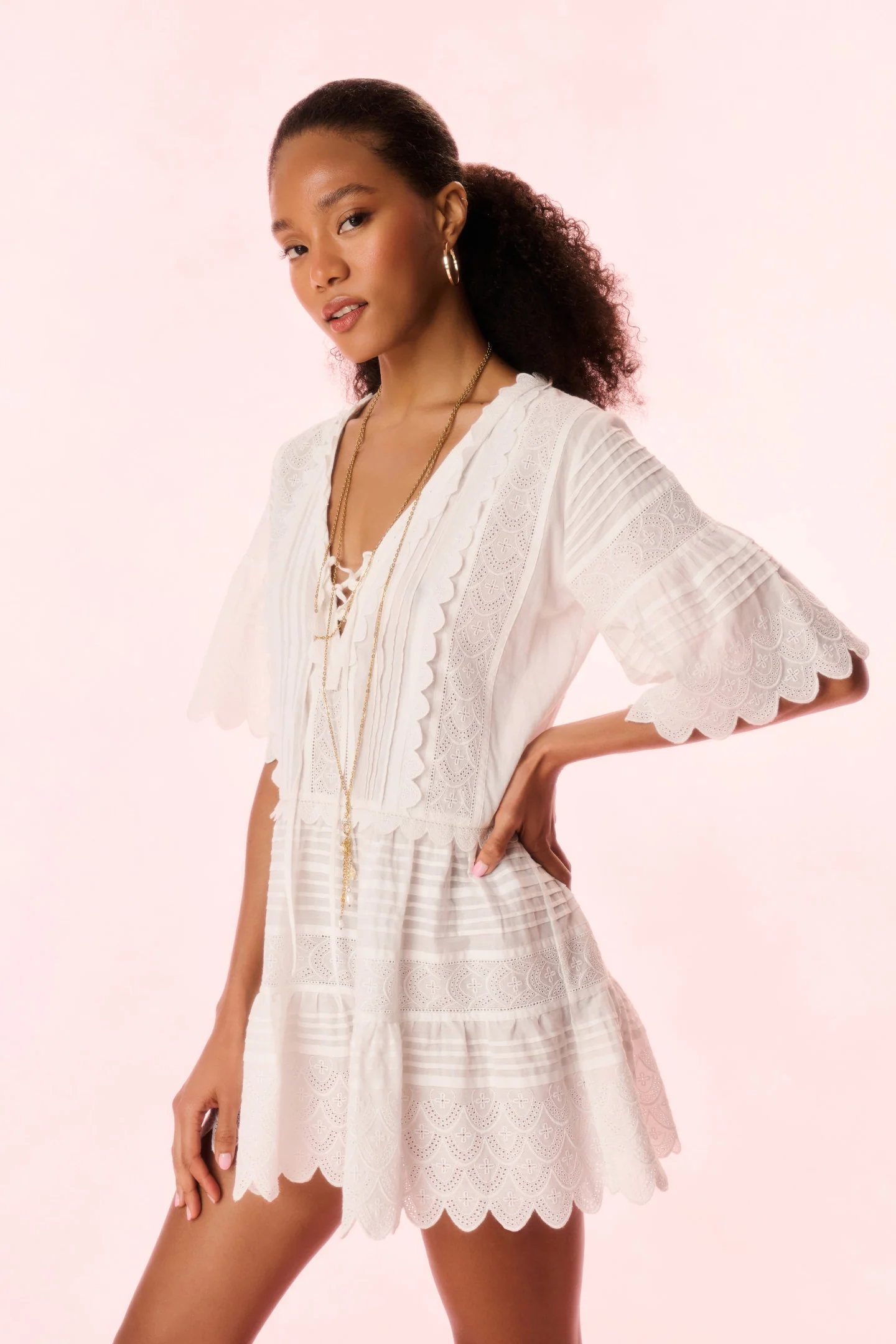 Orcia Cotton Scalloped Mini Dress - Image 4