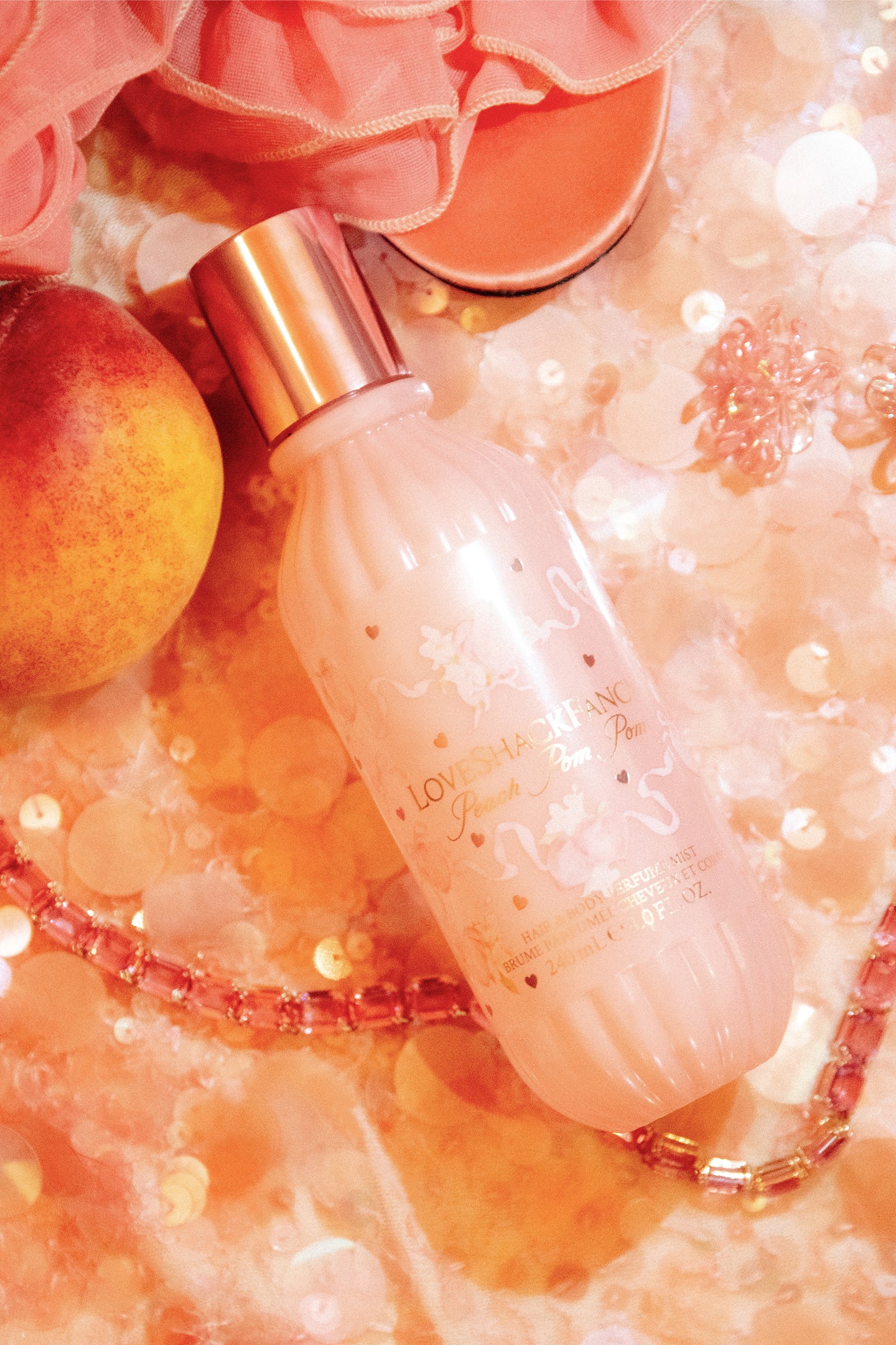 Mini Peach Pom Pom Hair & Body Perfume Mist with Candied Peach and Crystallized Sugar - Image 9