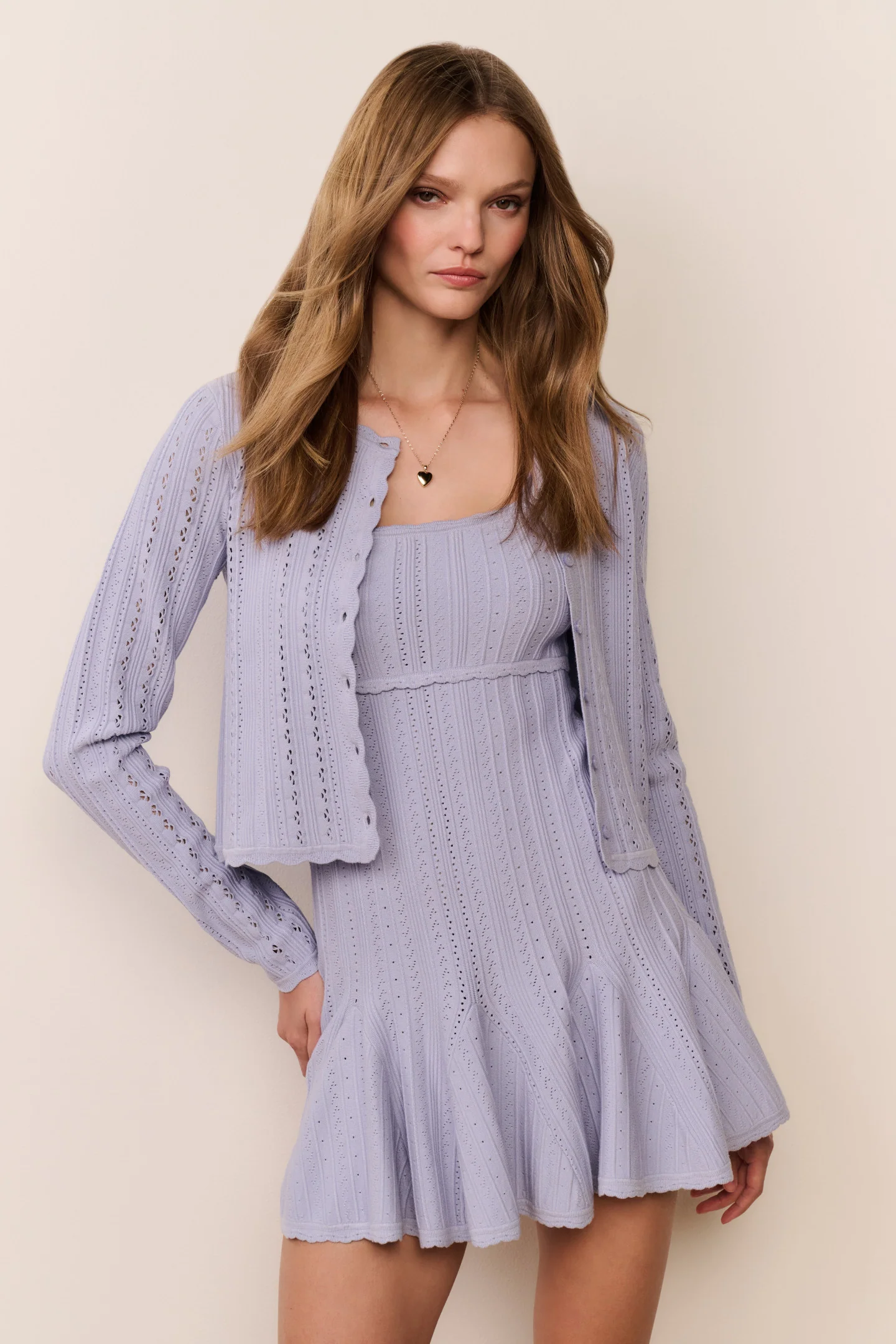 Peridot Stretch Pointelle Cardigan - Image 2