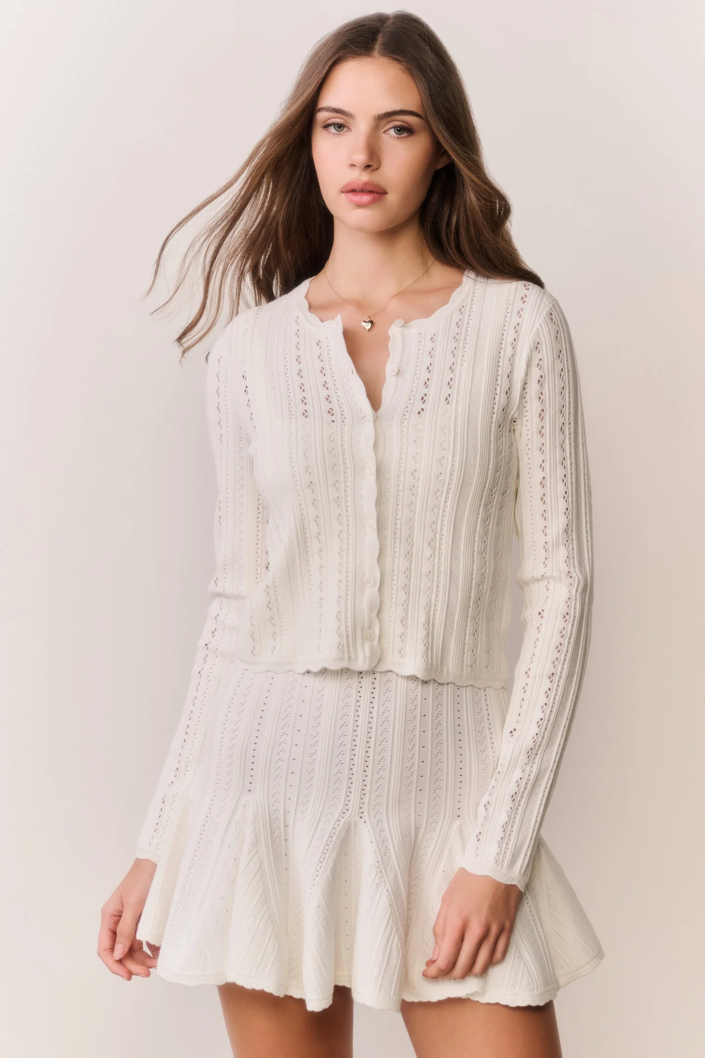 Peridot Stretch Pointelle Cardigan - Image 14