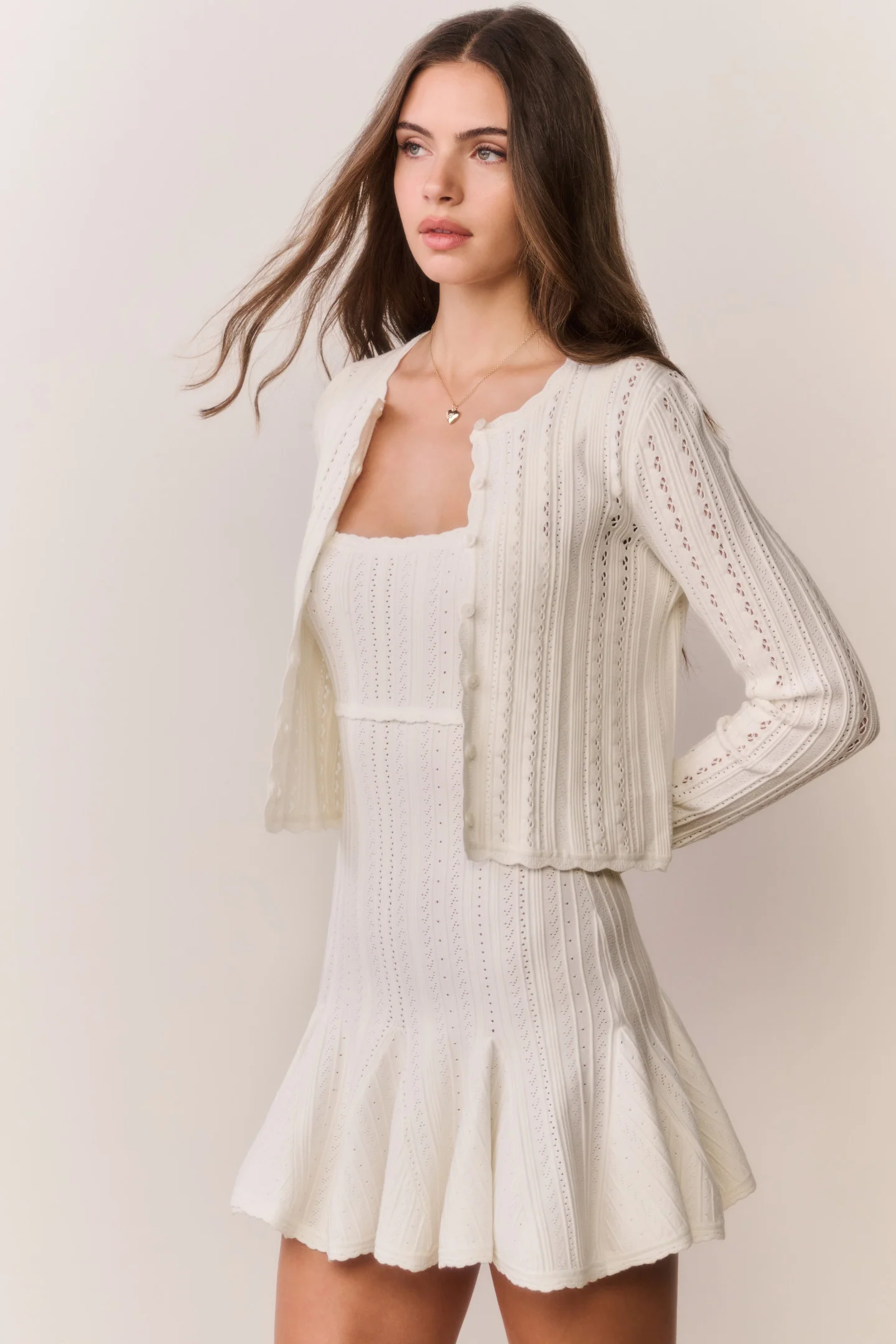 Peridot Stretch Pointelle Cardigan - Image 15