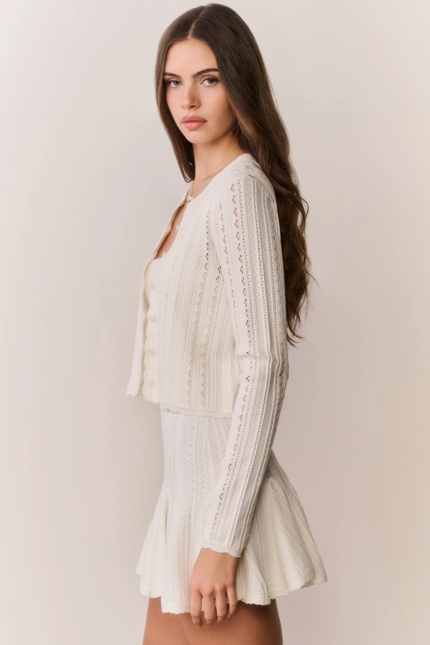Peridot Stretch Pointelle Cardigan - Image 16