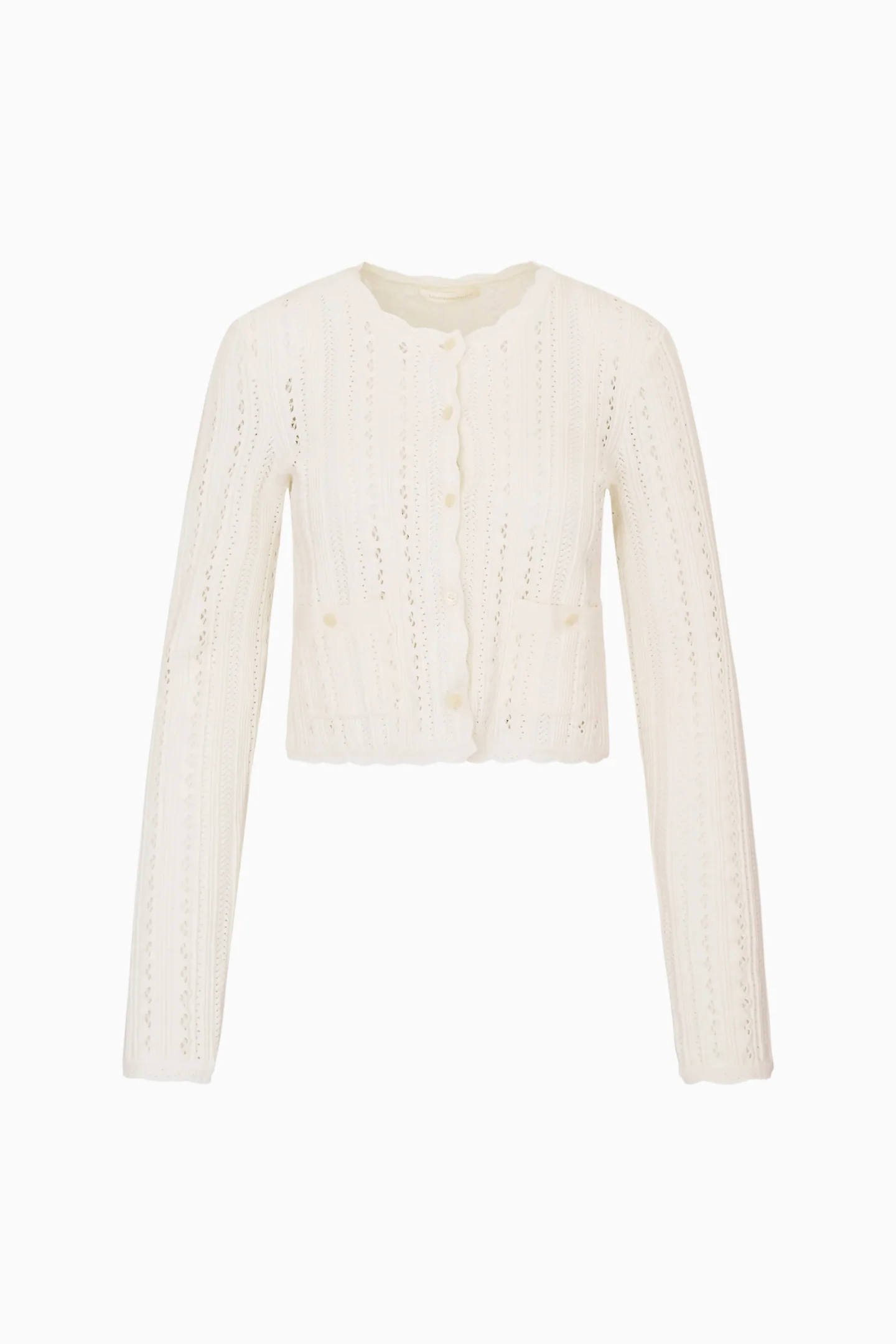 Peridot Stretch Pointelle Cardigan - WHITE TEA - Image 6