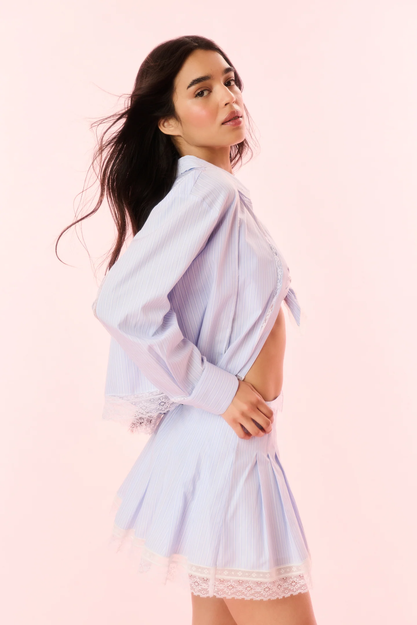 Portman Cotton Pinstripe Mini Skirt - Image 3