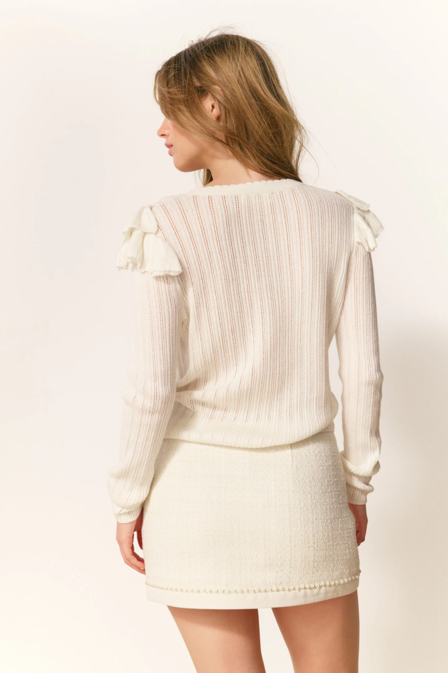 Presla Pointelle Ruffle Sweater - Image 5