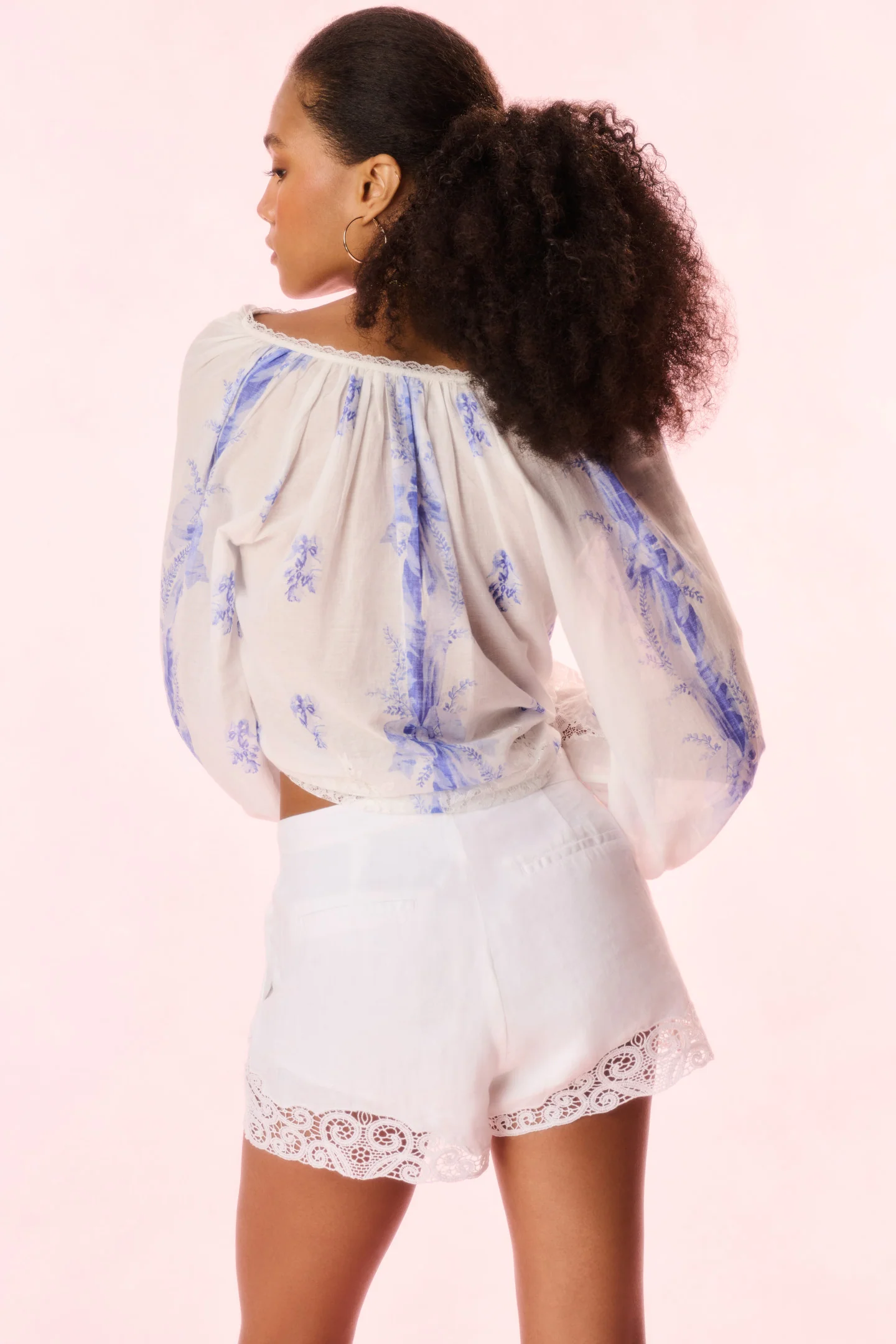 Quindi Linen Crochet Lace Shorts - Image 4