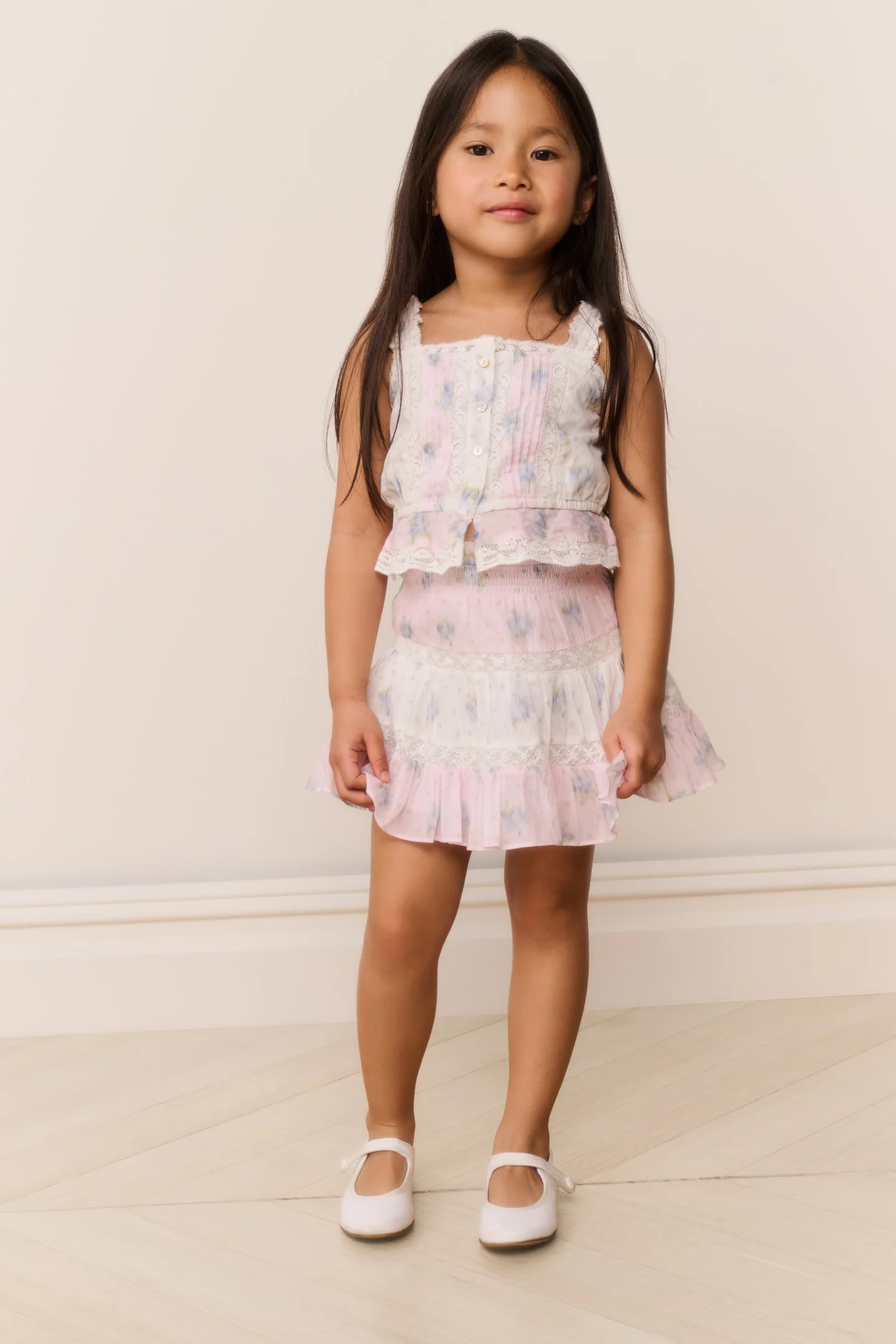 Little Girls Raf Mixed Print Skirt - Image 3