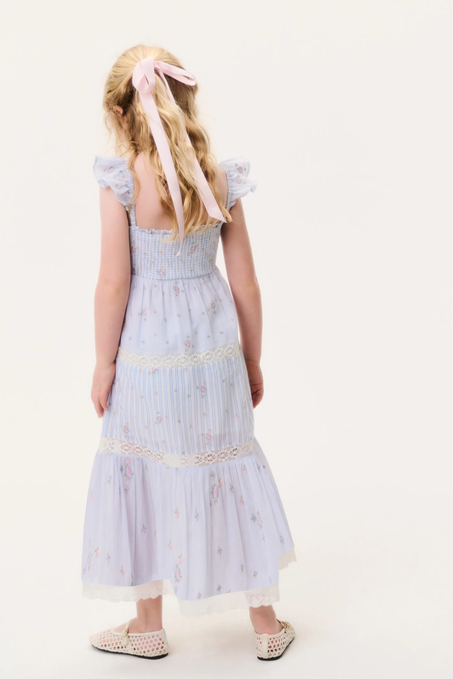 Little Girls Rhiannon Stripe Floral Dress - Image 3