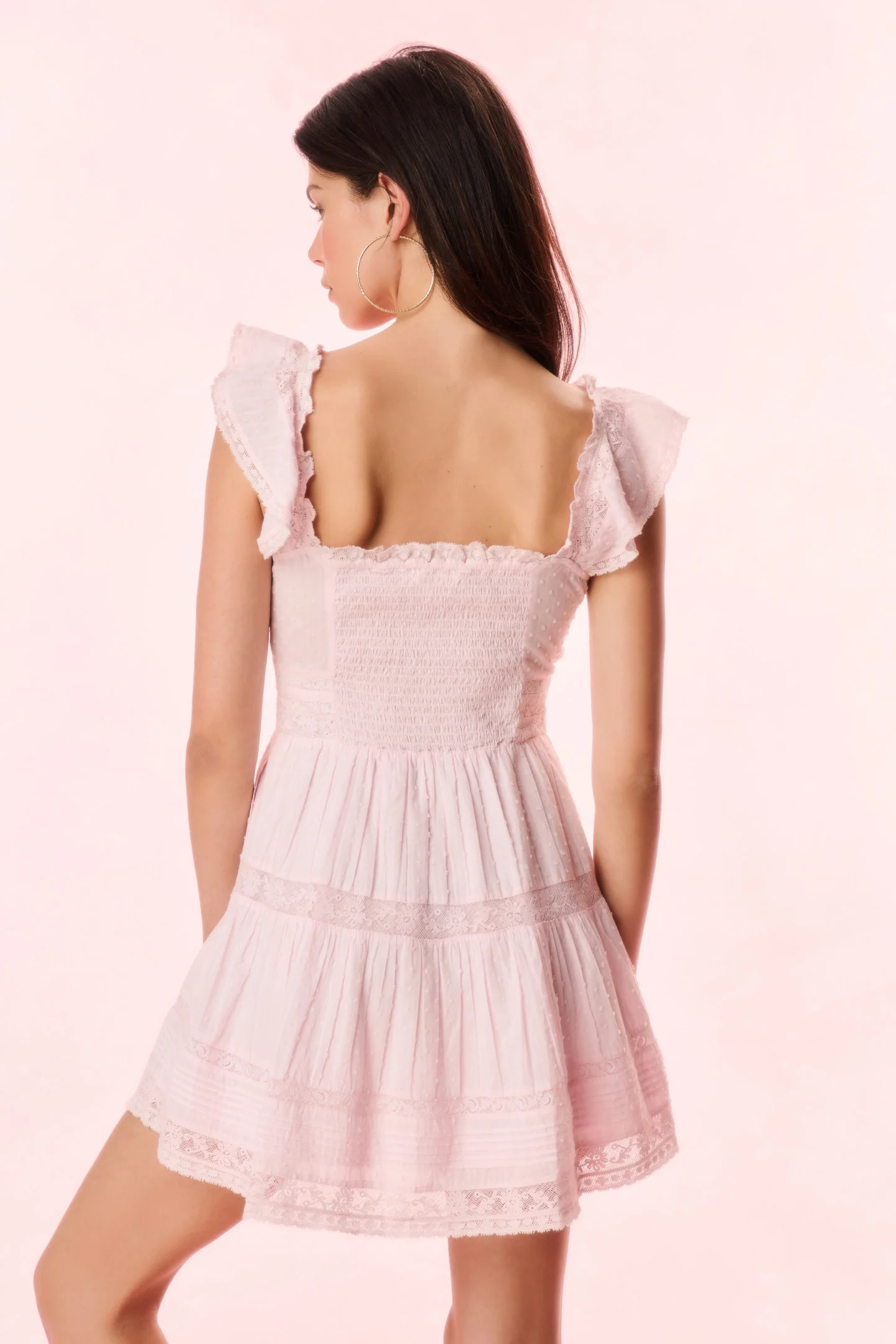 Rietta Cotton Lace-Trimmed Mini Dress - BALLERINA PINK - Image 4