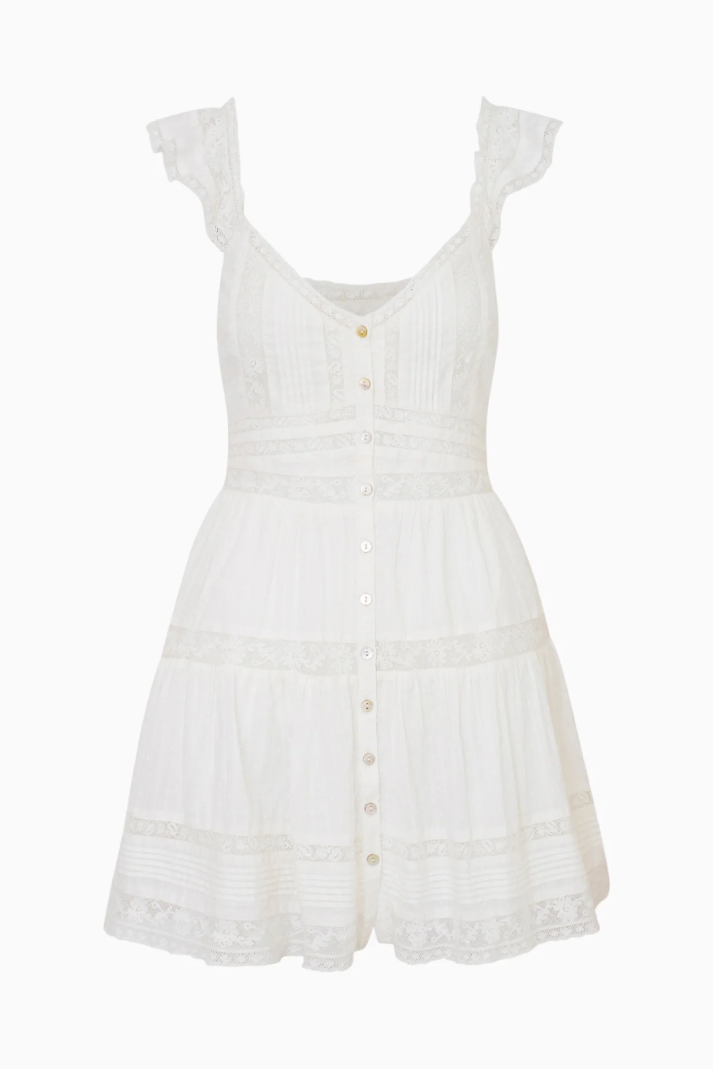 Rietta Cotton Lace-Trimmed Mini Dress - OPTIC WHITE - Image 5