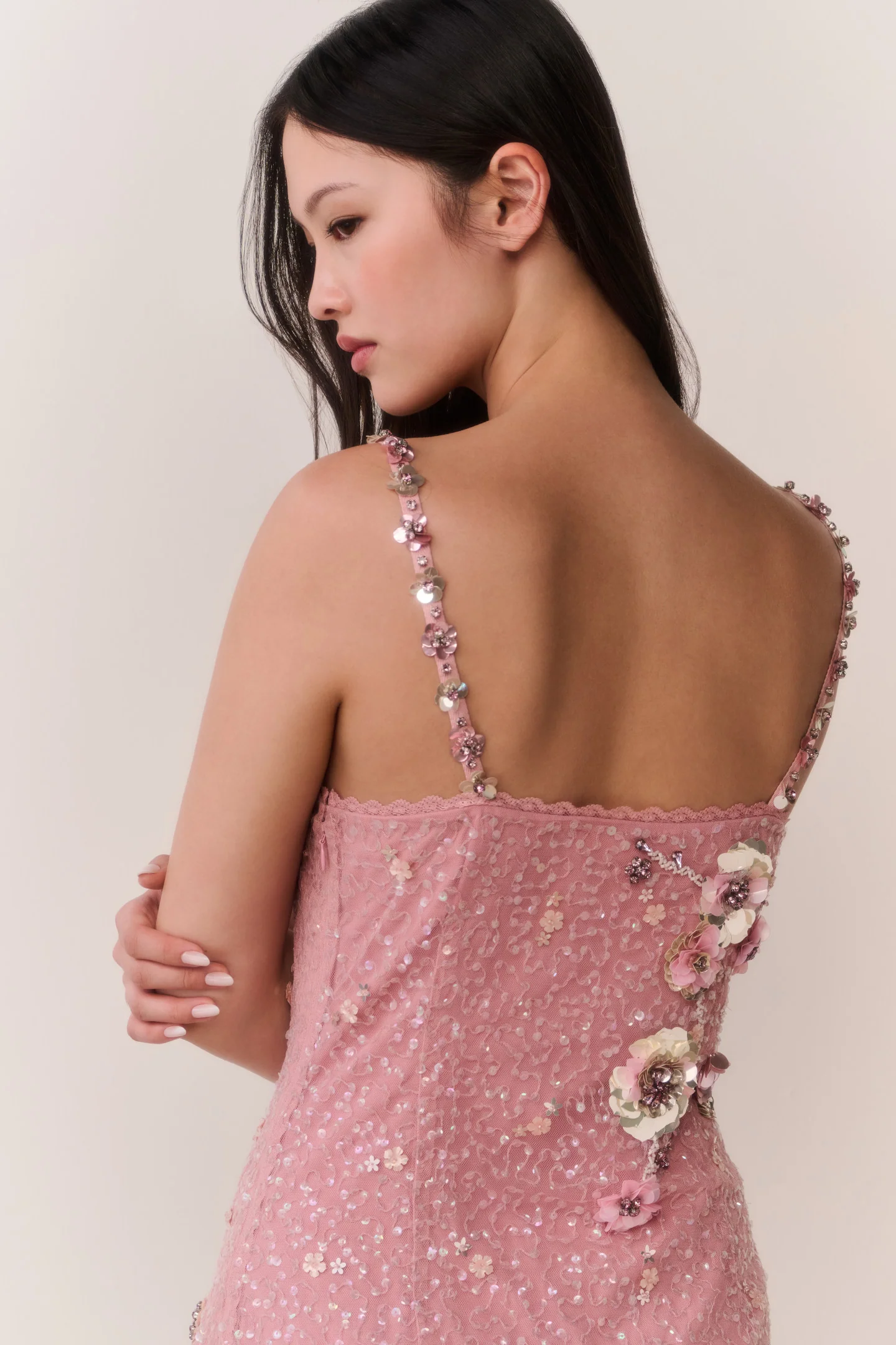 Rosmara Sequin Floral Mini Dress - Image 4
