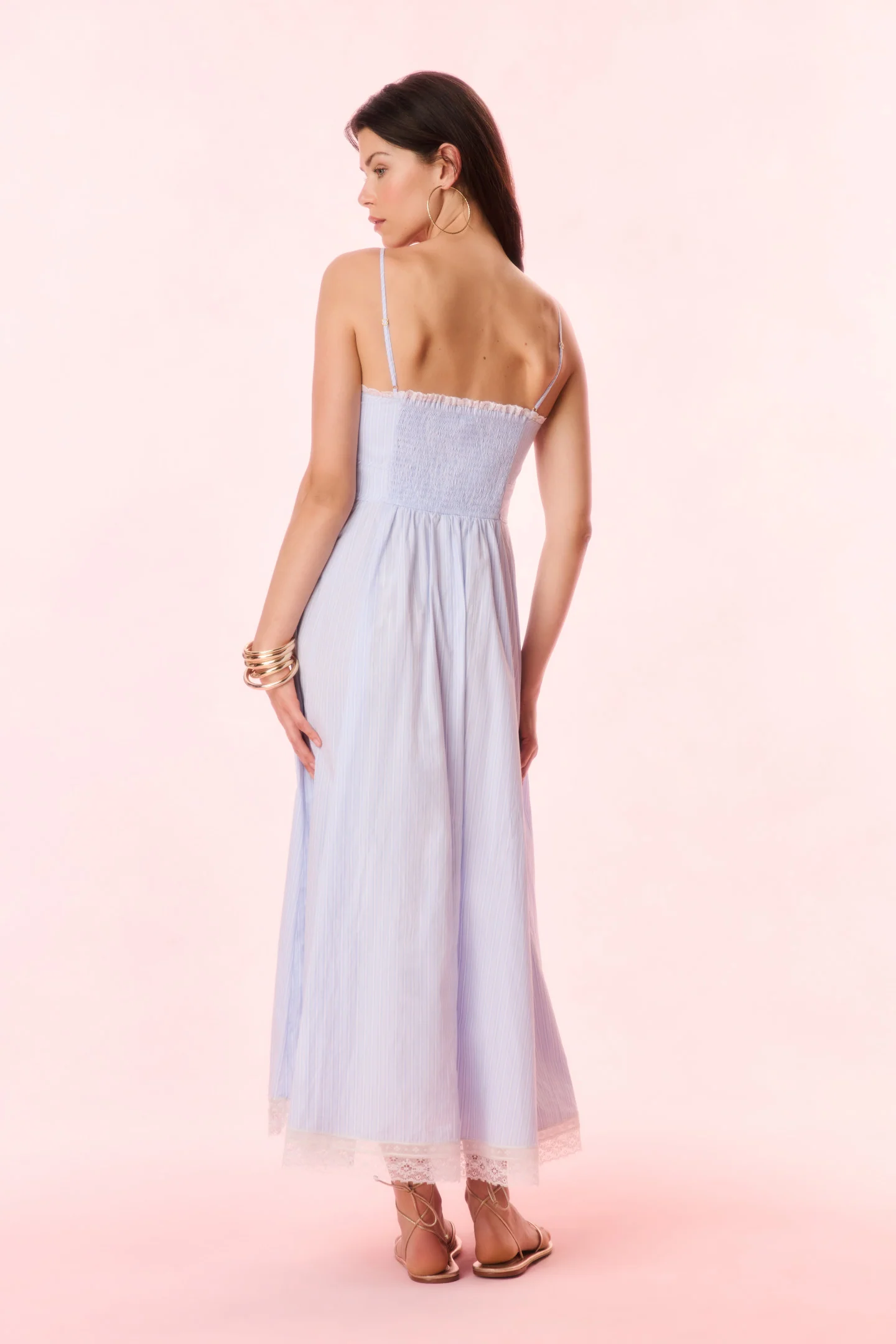 Sandara Cotton Pinstripe Midi Dress - Image 5