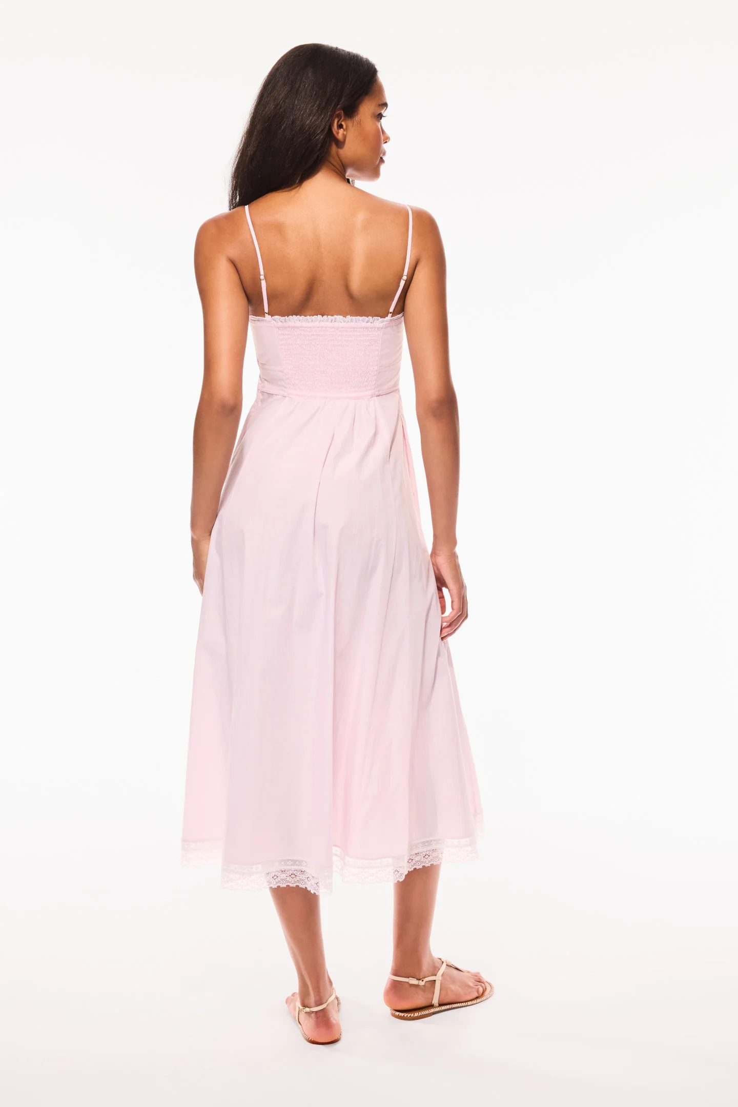 Sandara Cotton Pinstripe Midi Dress - PINK RIVIERA - Image 4