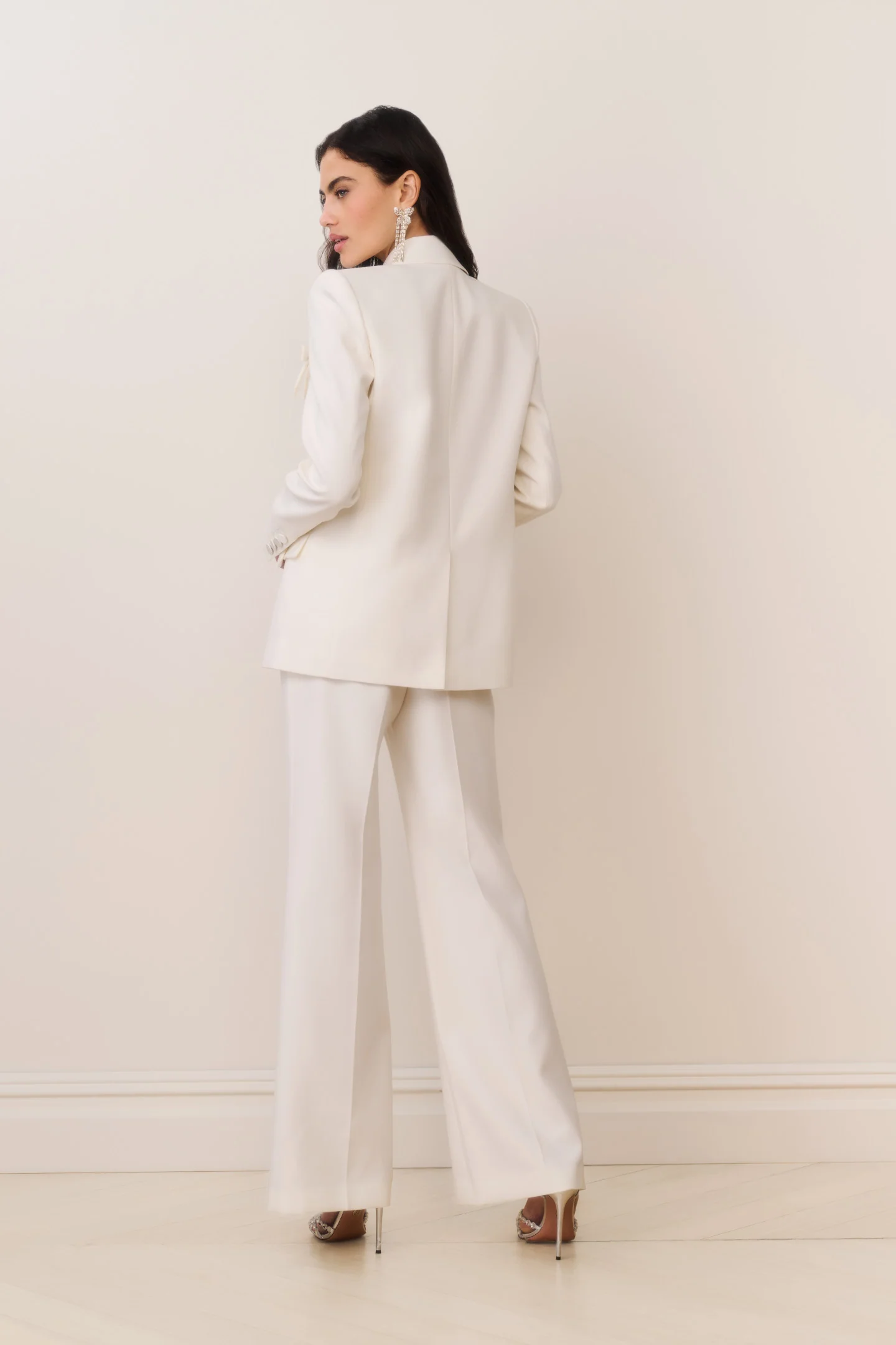 Shayne Wool-Blend Bow-Embellished Blazer - CREAM - Image 5