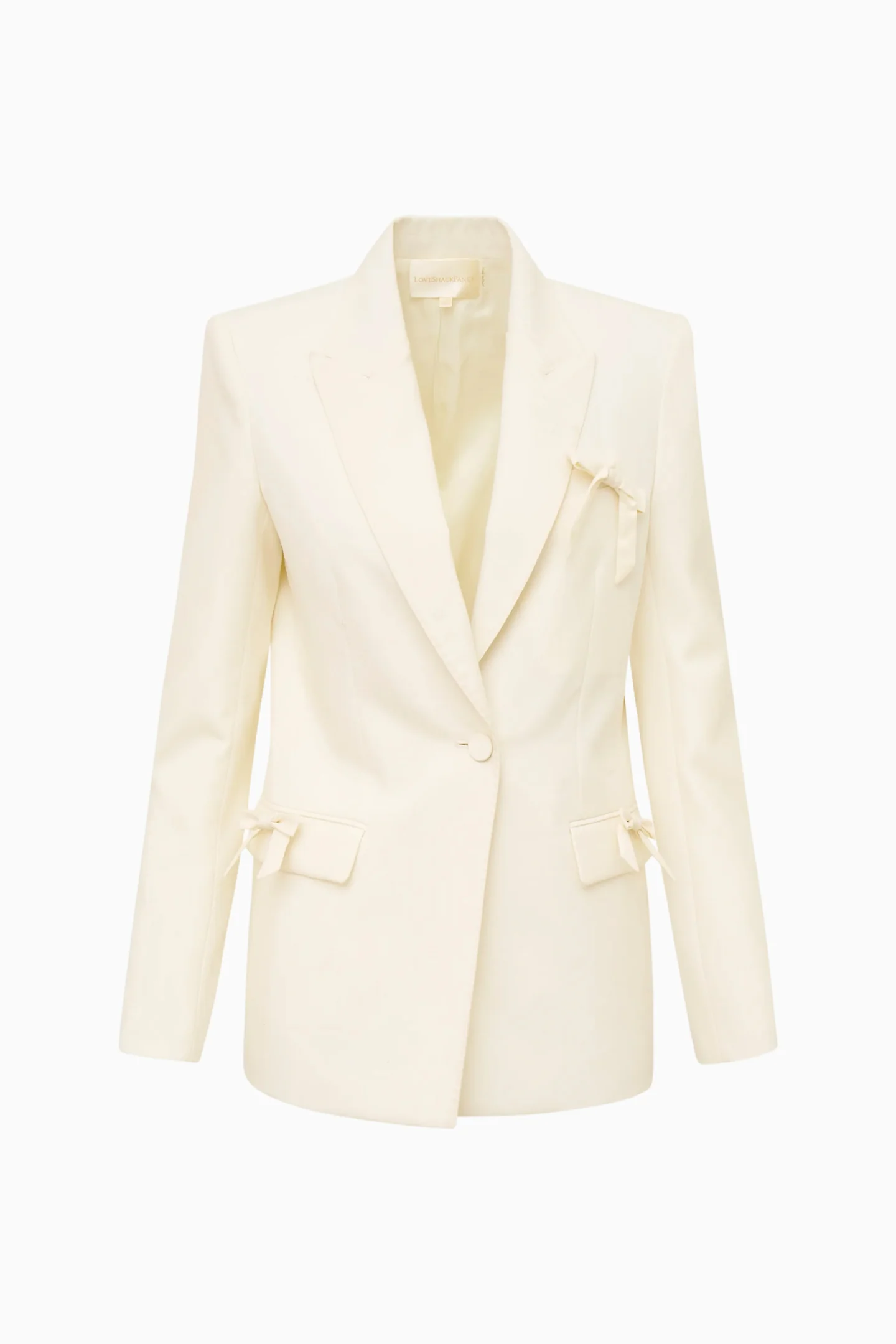 Shayne Wool-Blend Bow-Embellished Blazer - CREAM - Image 6
