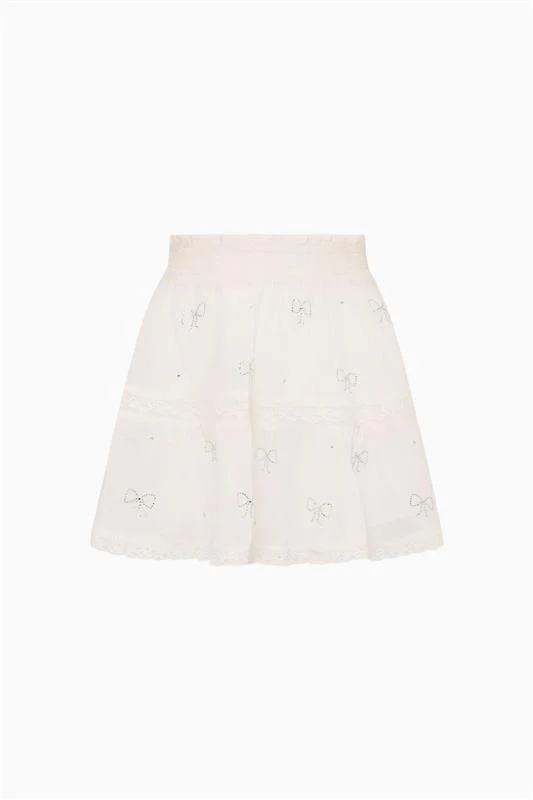Little Girls Silano Crystal Bow Cotton Skirt - Image 4