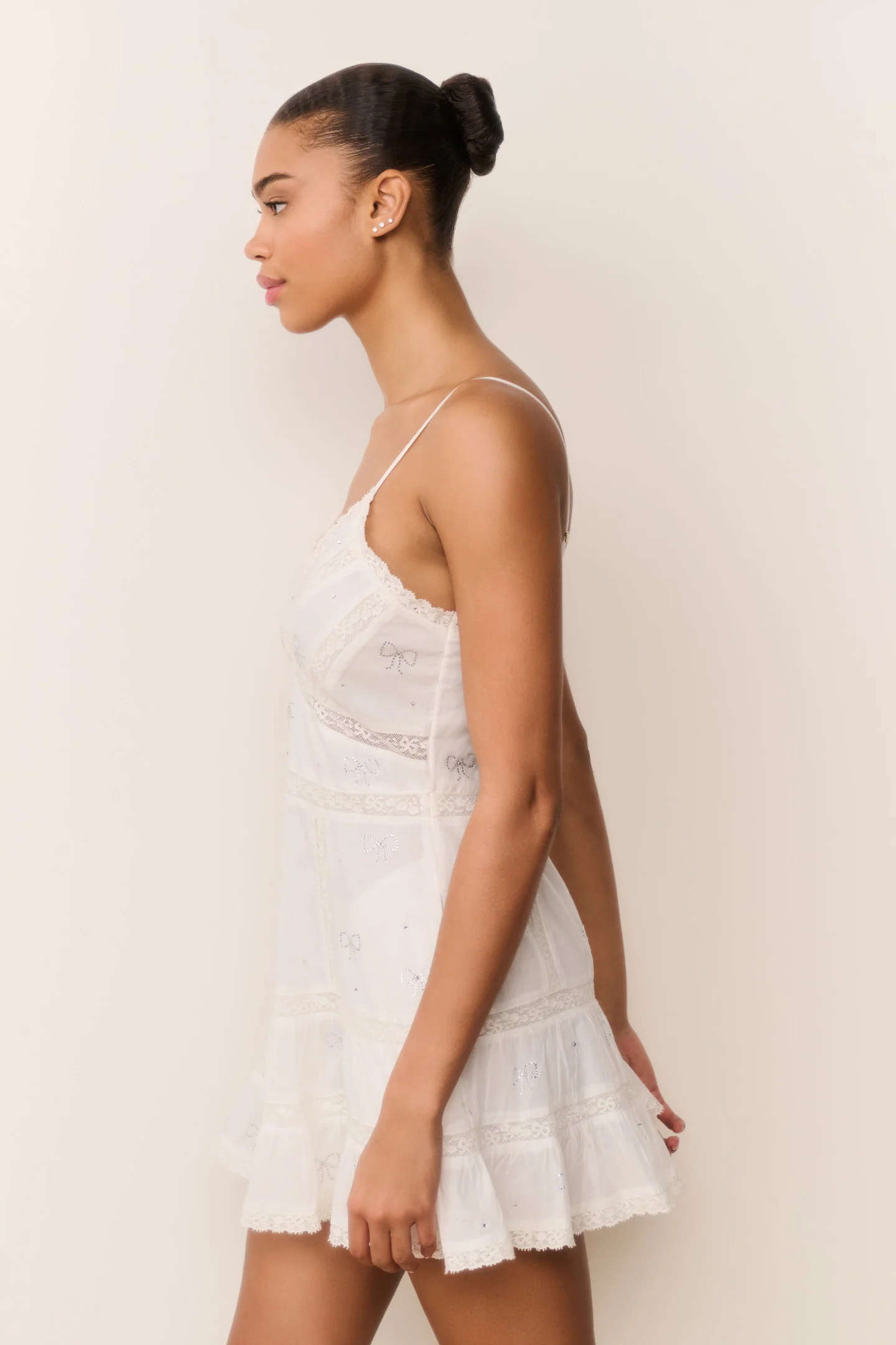 Solbina Crystal Bow Cotton Mini Dress - Image 9