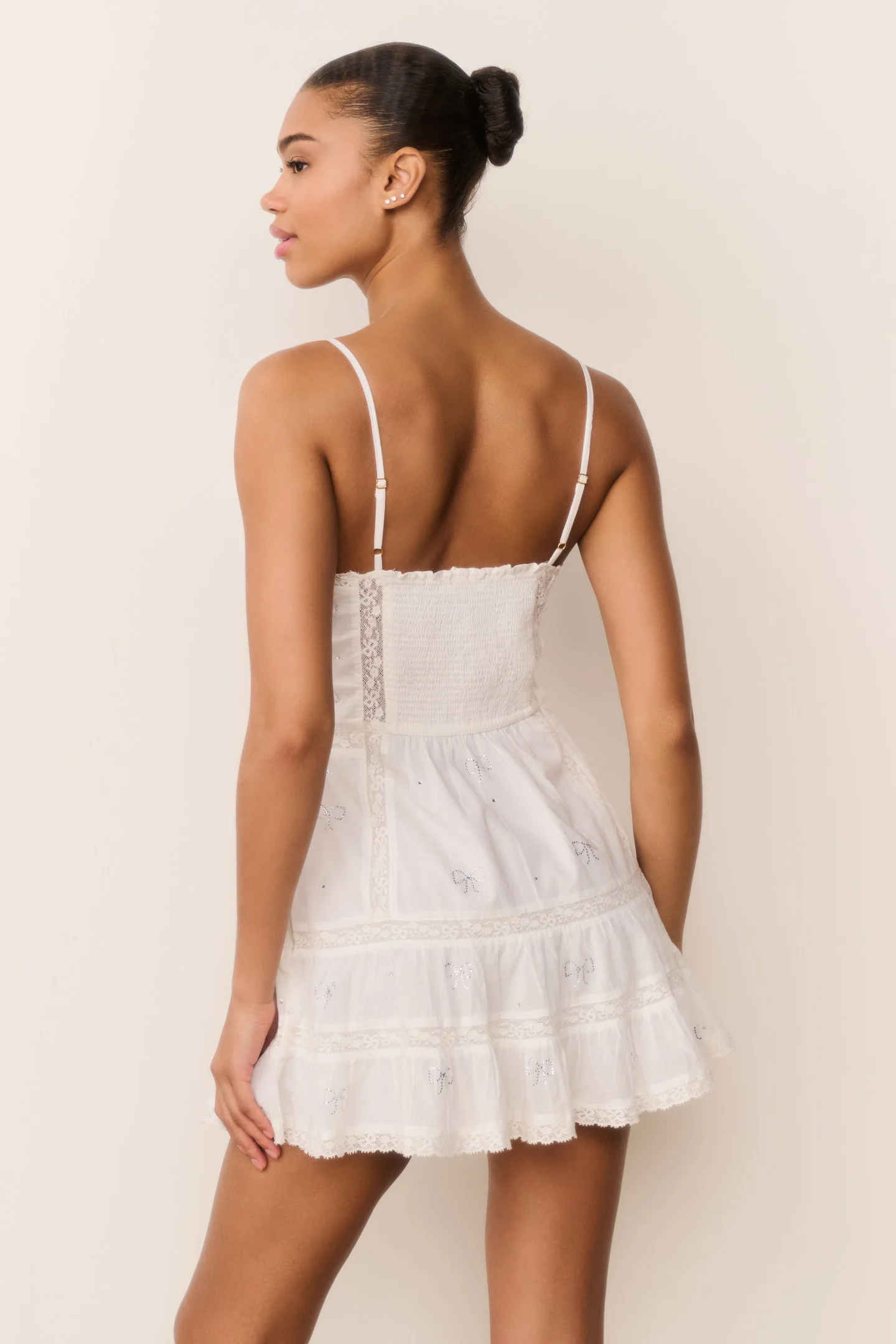 Solbina Crystal Bow Cotton Mini Dress - Image 10