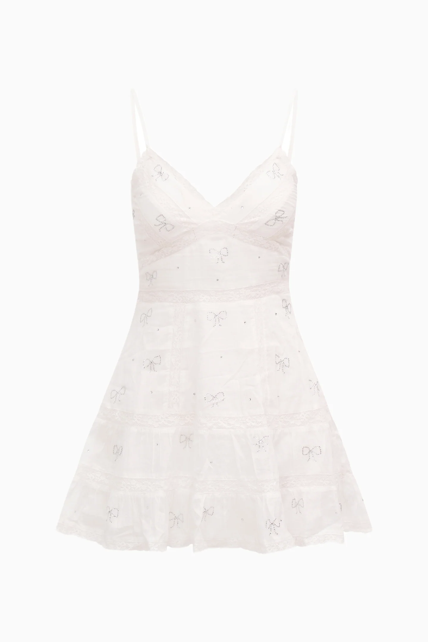 Solbina Crystal Bow Cotton Mini Dress - Image 11