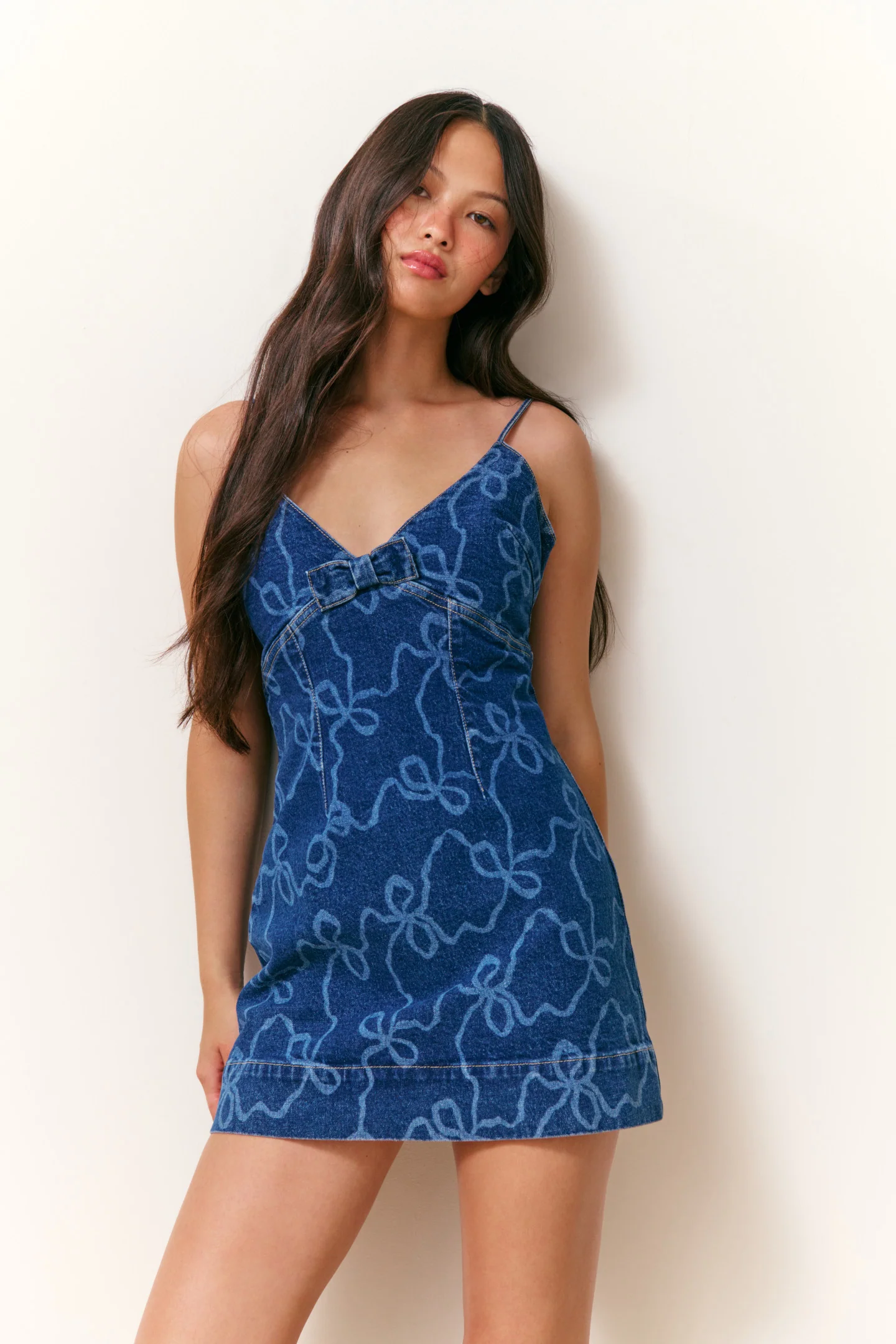 Solina Denim Bow Mini Dress - Image 5