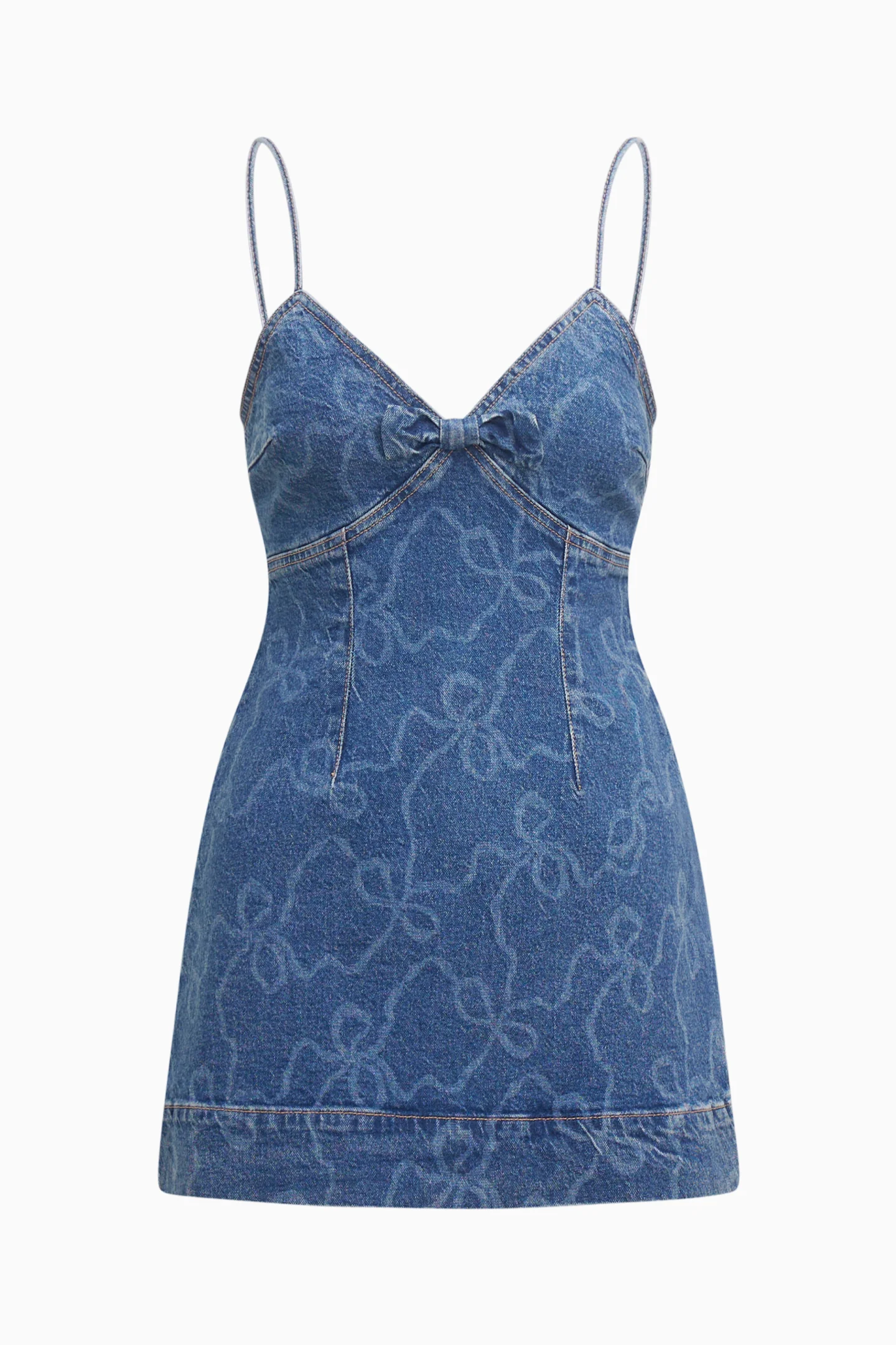Solina Denim Bow Mini Dress - Image 6